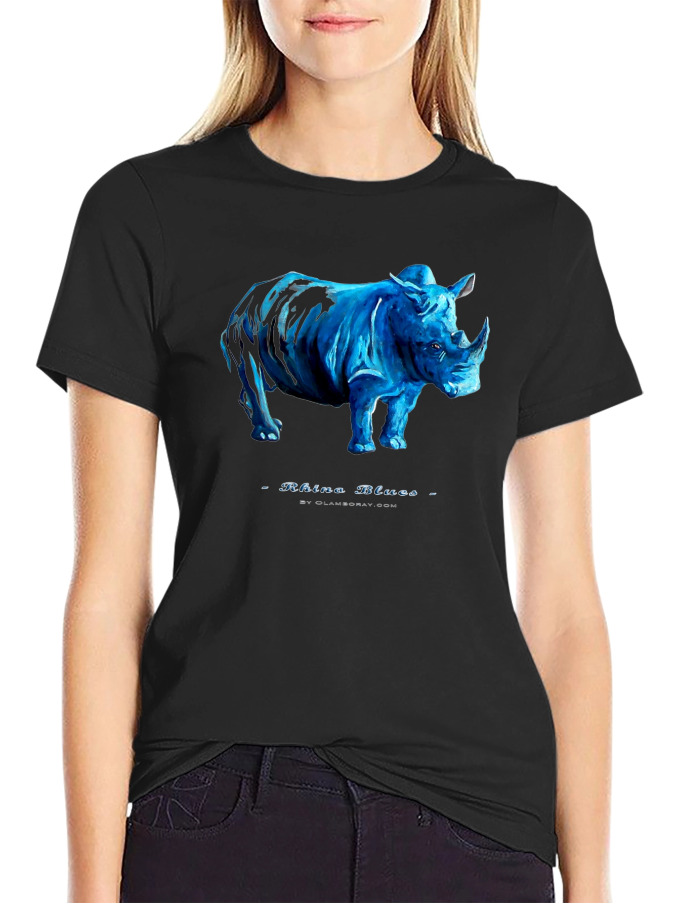 Black Rhino Blues Black T-Shirt - Unique Graphic Tee view 2