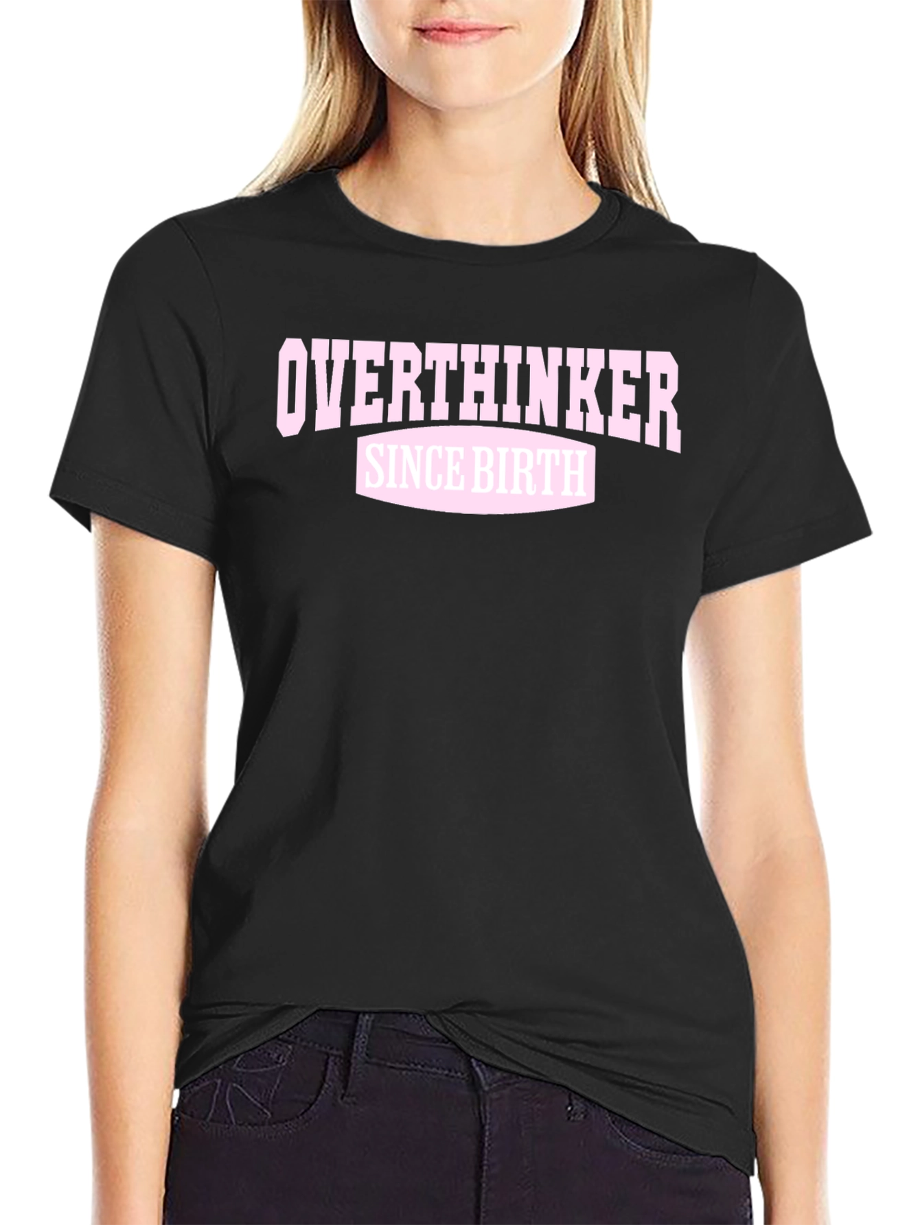 Black Overthinker Since Birth Graphic T-Shirt view 2