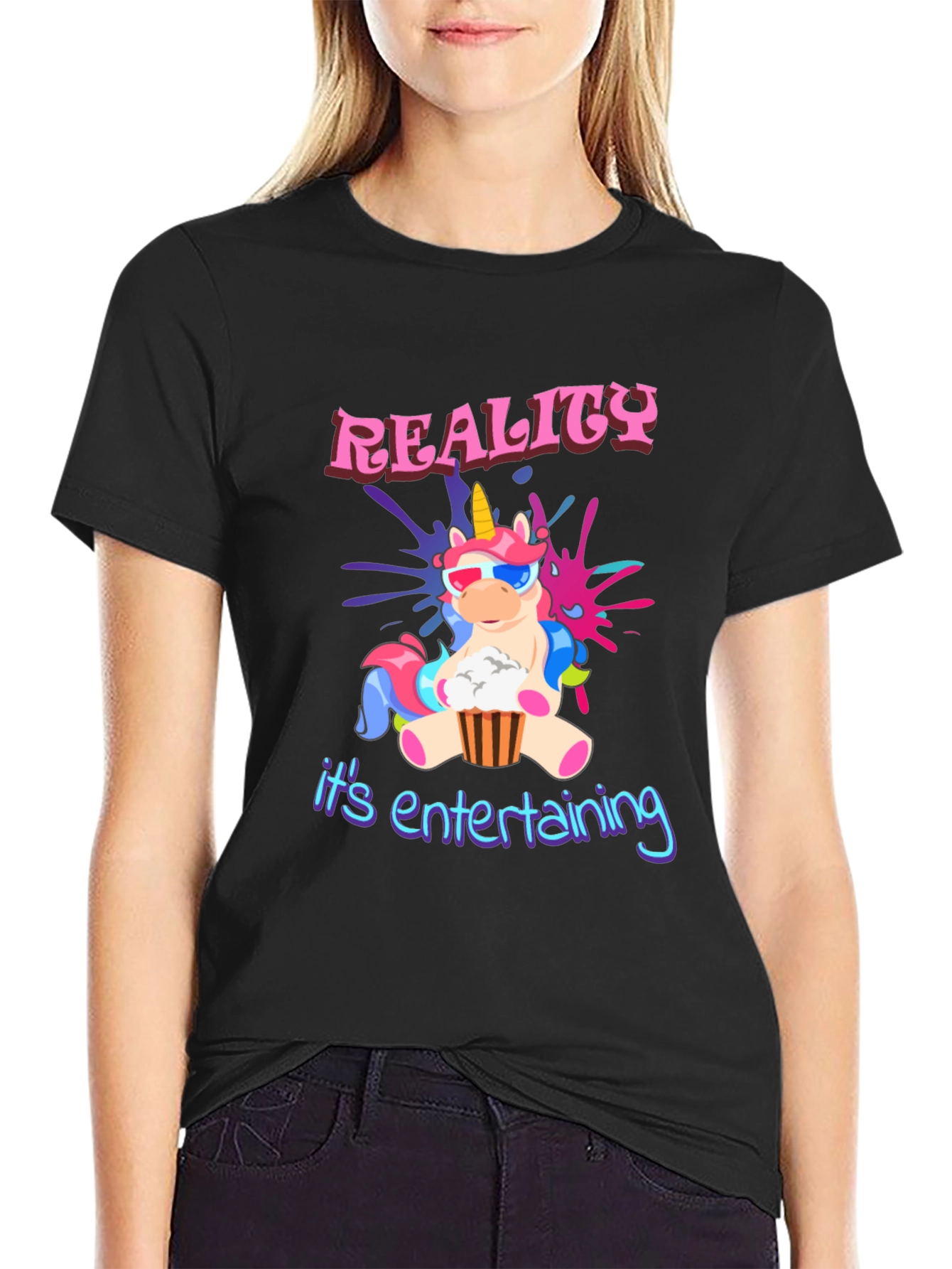 Black Unicorn Reality T-Shirt - It's Entertaining Tee view 2