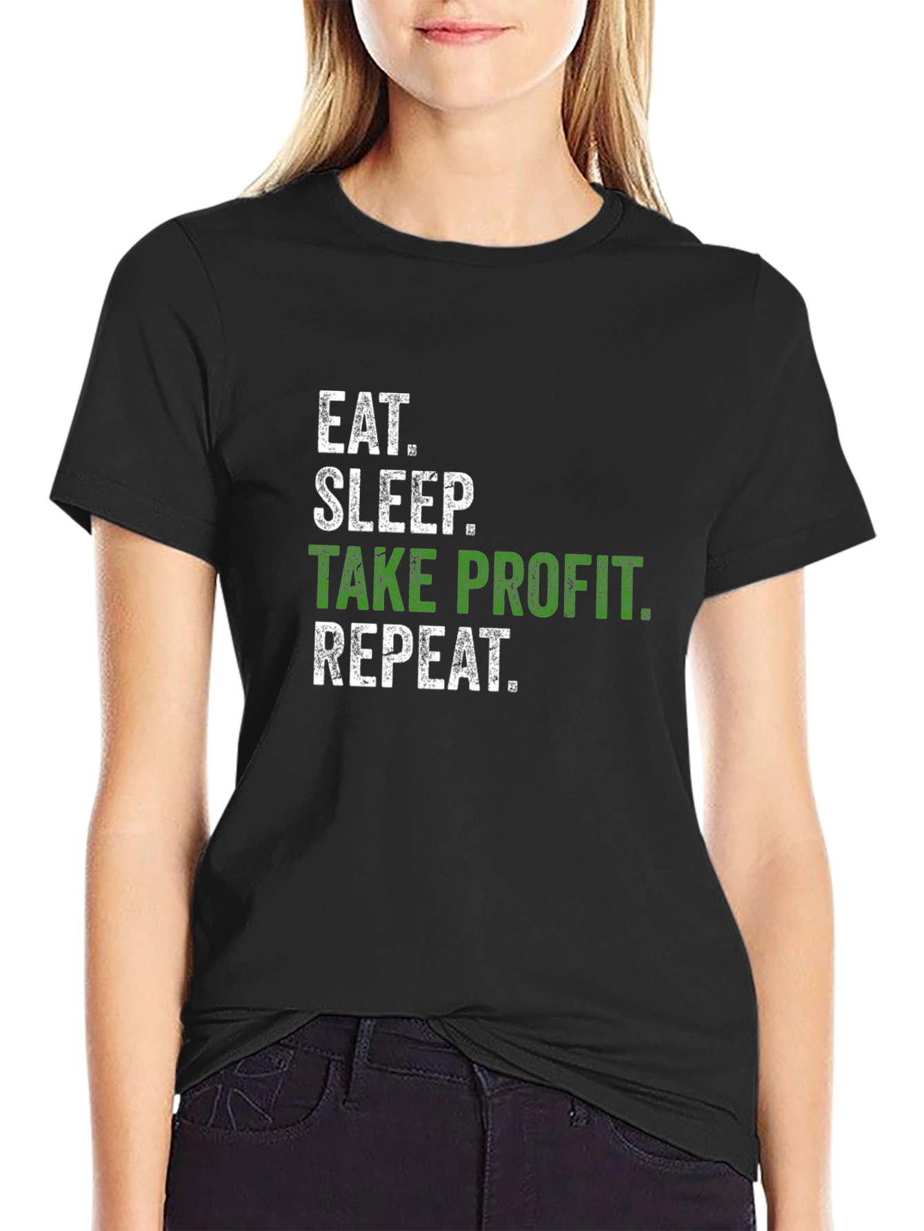 Black Eat Sleep Take Profit Repeat Black T-Shirt view 2