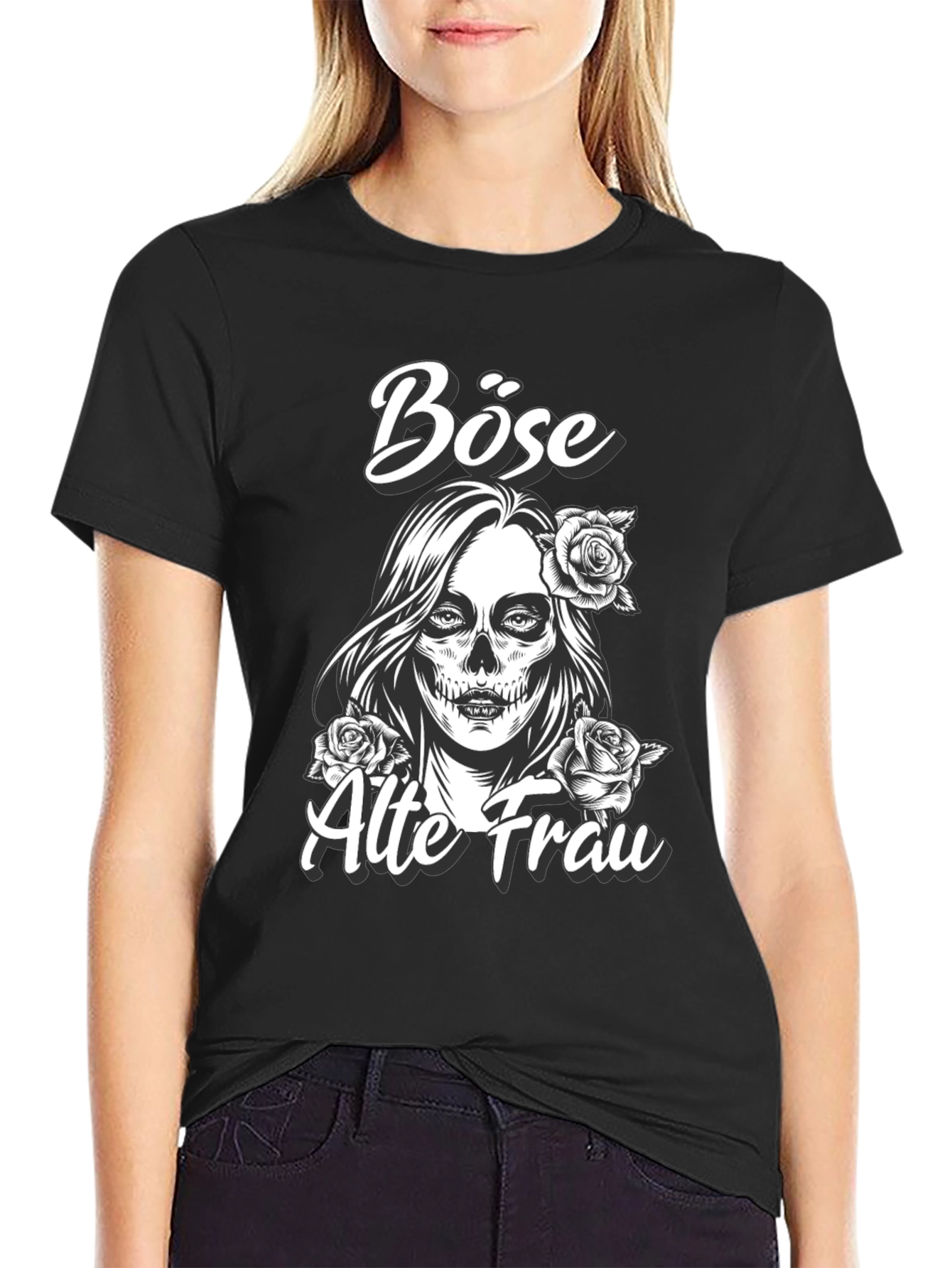 Black Böse Alte Frau Graphic Tee view 2