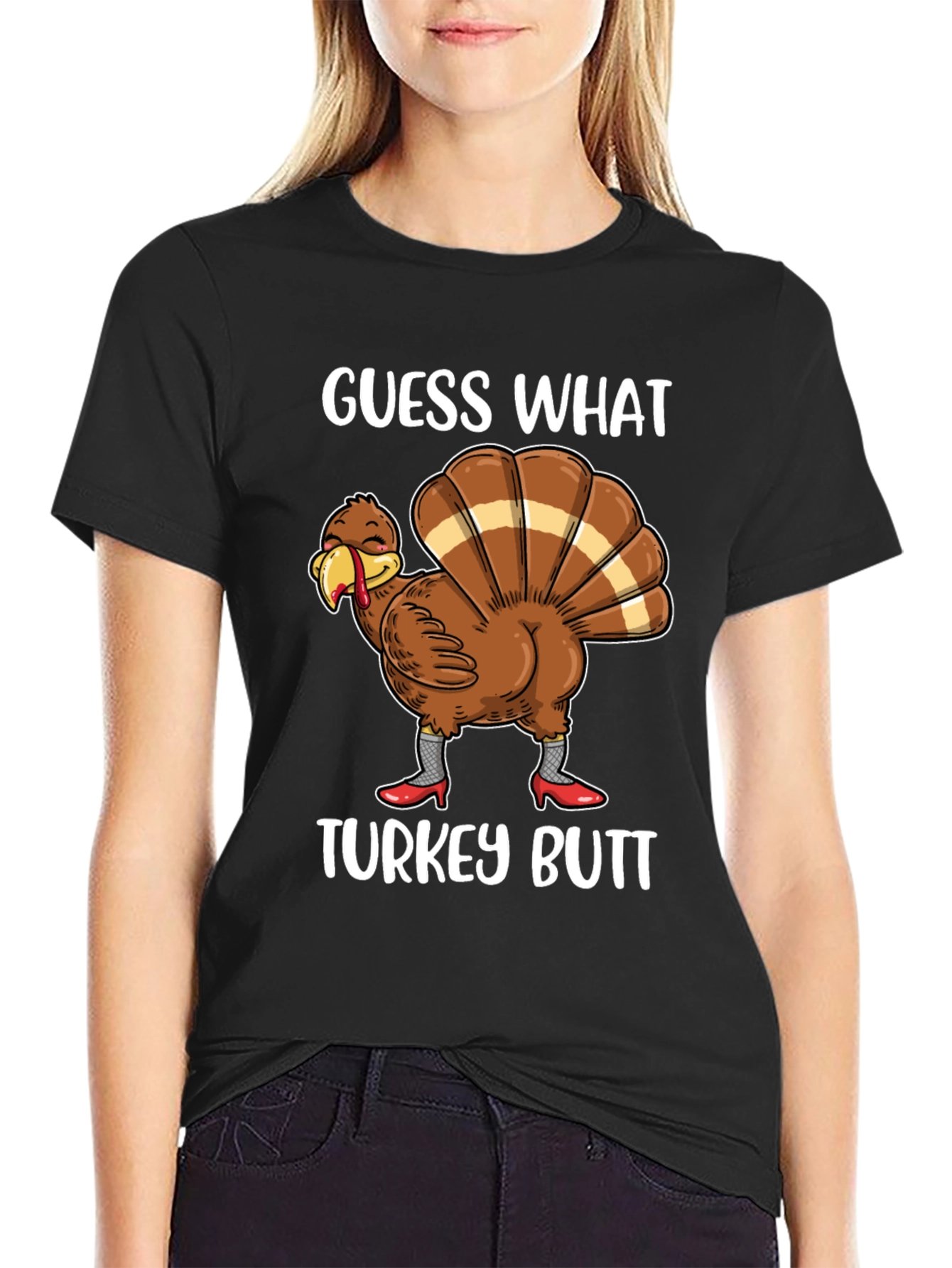 Black Guess What Turkey Butt Shirt view 2