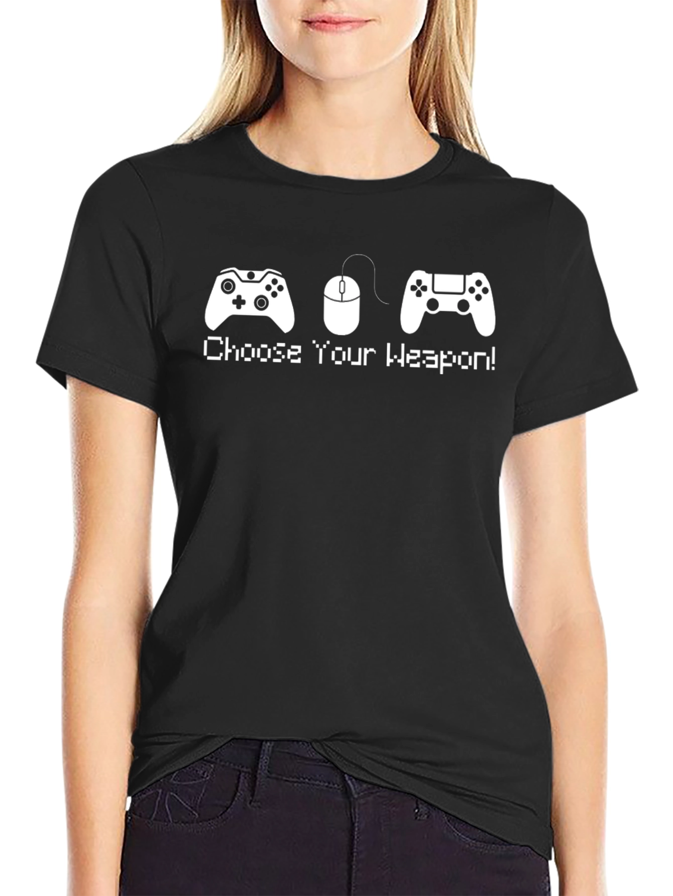 Black Choose Your Weapon! Gaming T-Shirt view 2