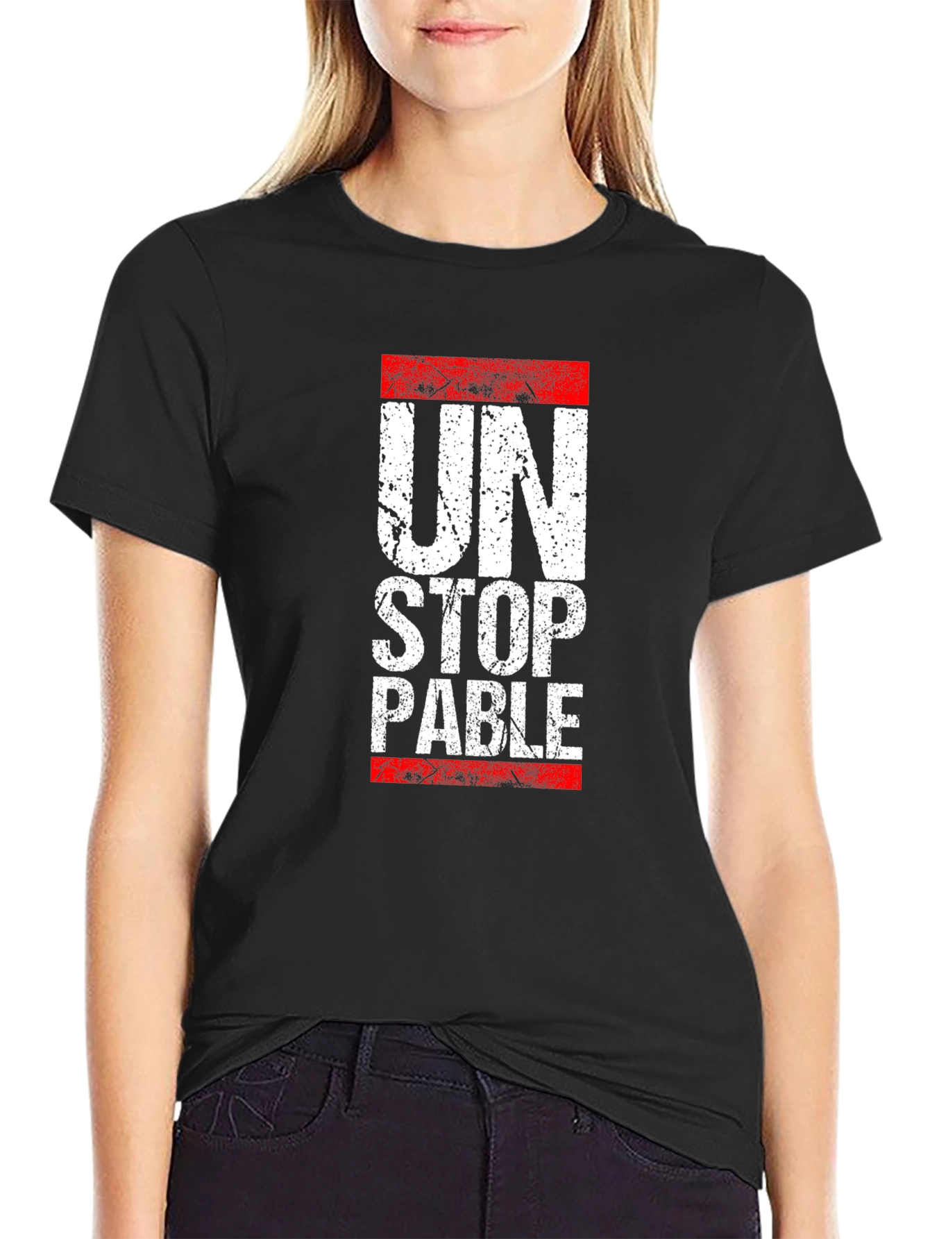 Black Unstoppable Graphic Print Black T-Shirt view 2