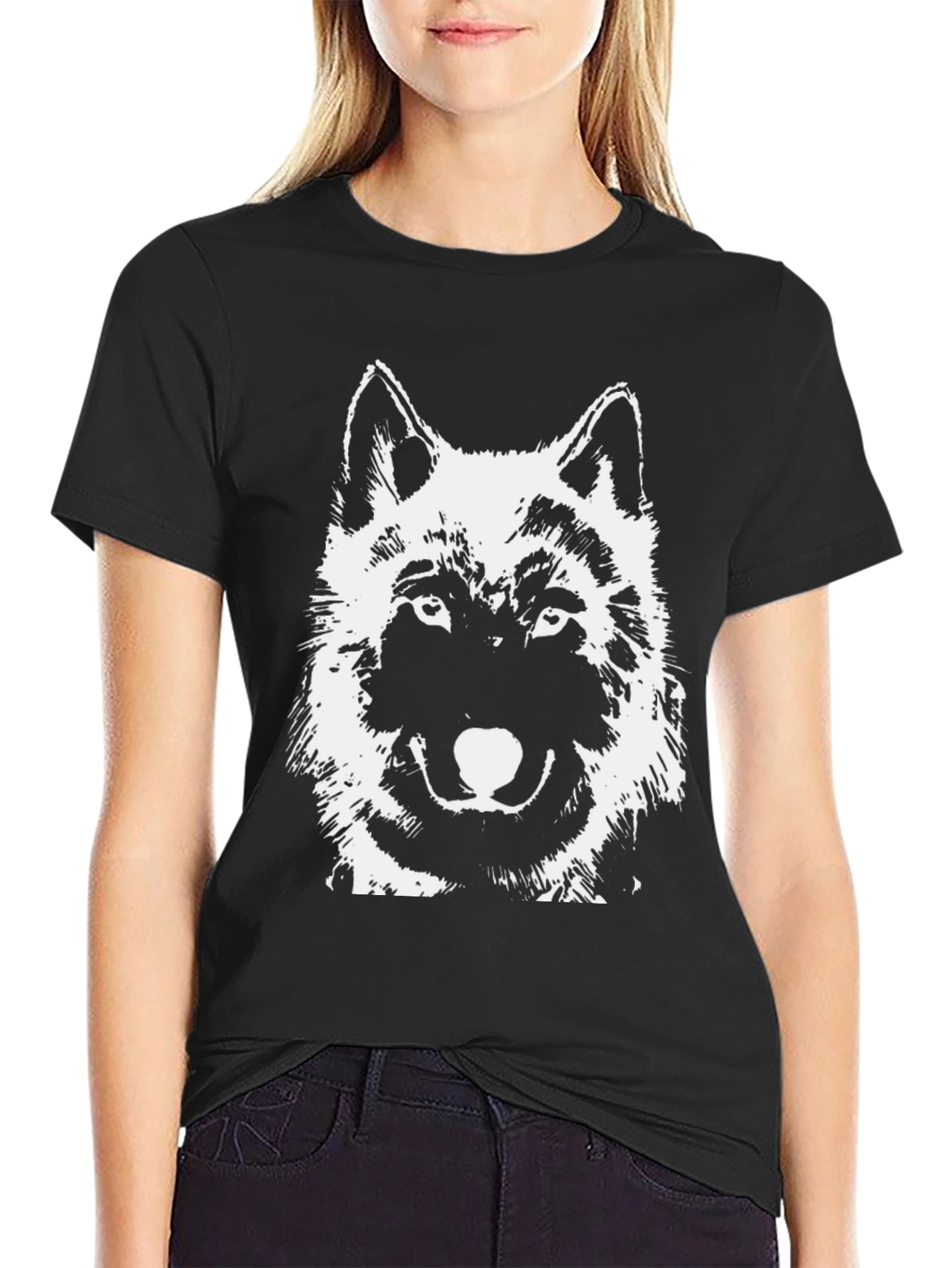 Black Black Wolf Graphic T-Shirt view 2