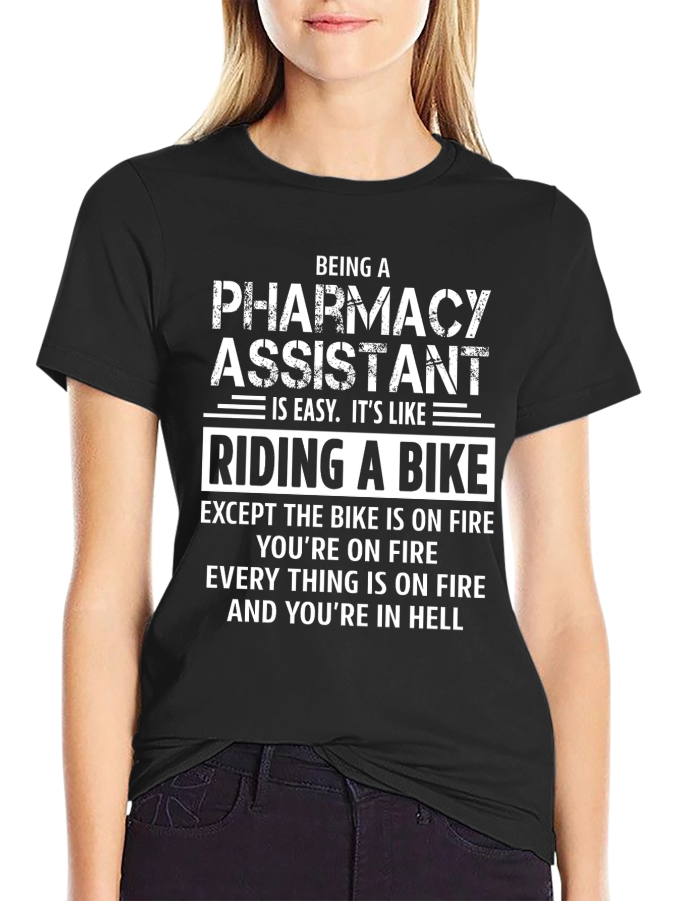 Black Pharmacy Assistant Riding a Bike T-Shirt view 2