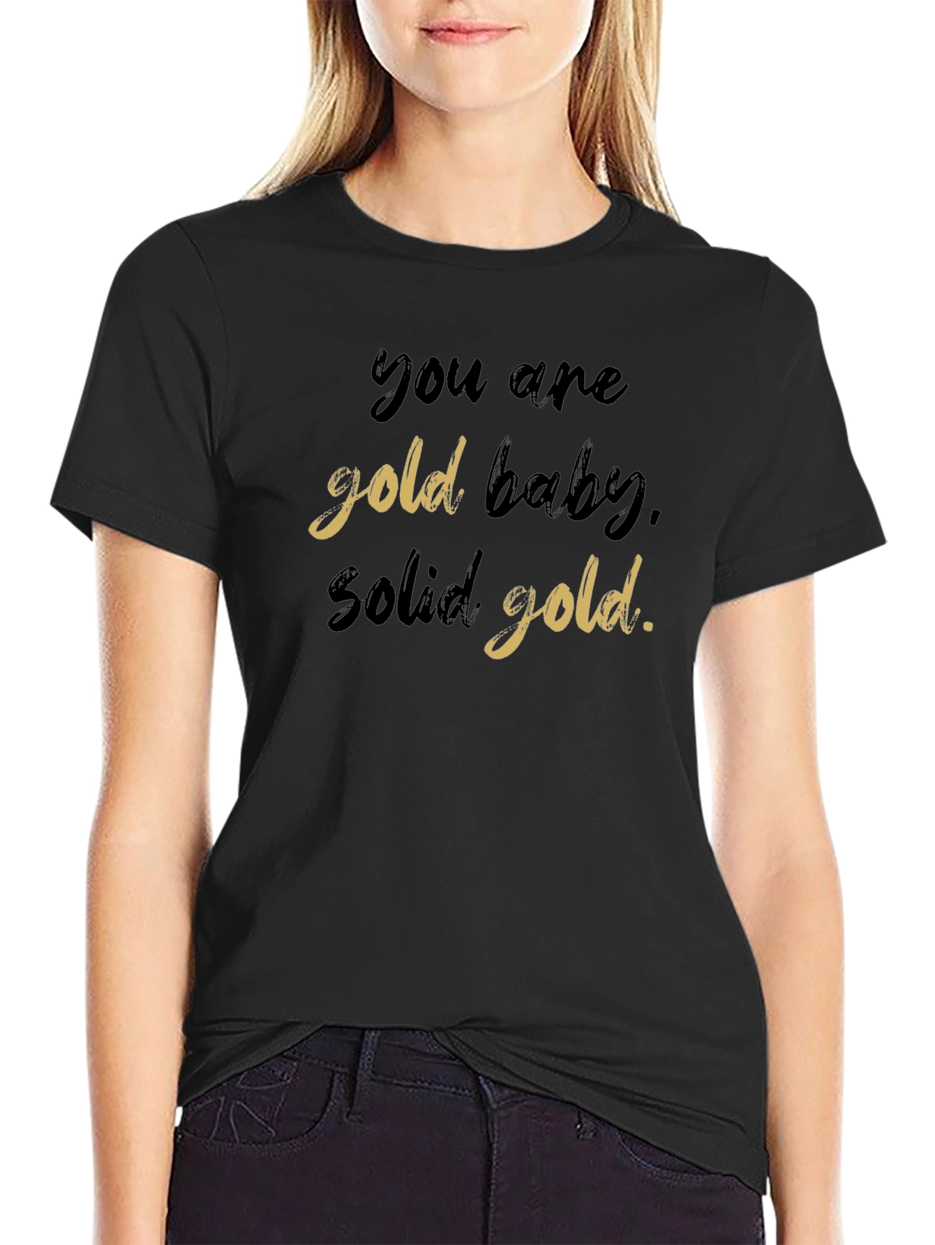 Black You are Gold Baby Solid Gold Black T-Shirt view 2