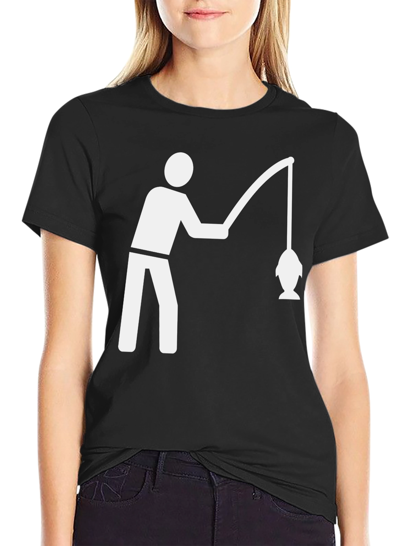 Black Fishing T-Shirt - Black, Graphic Tee view 2