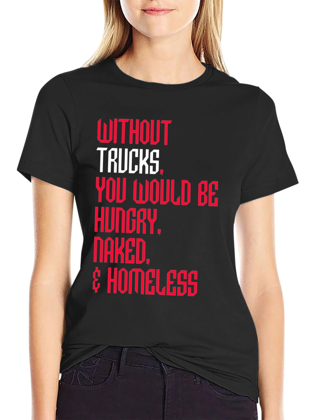 Black Trucker Appreciation T-Shirt -  Without Trucks Graphic Tee view 2