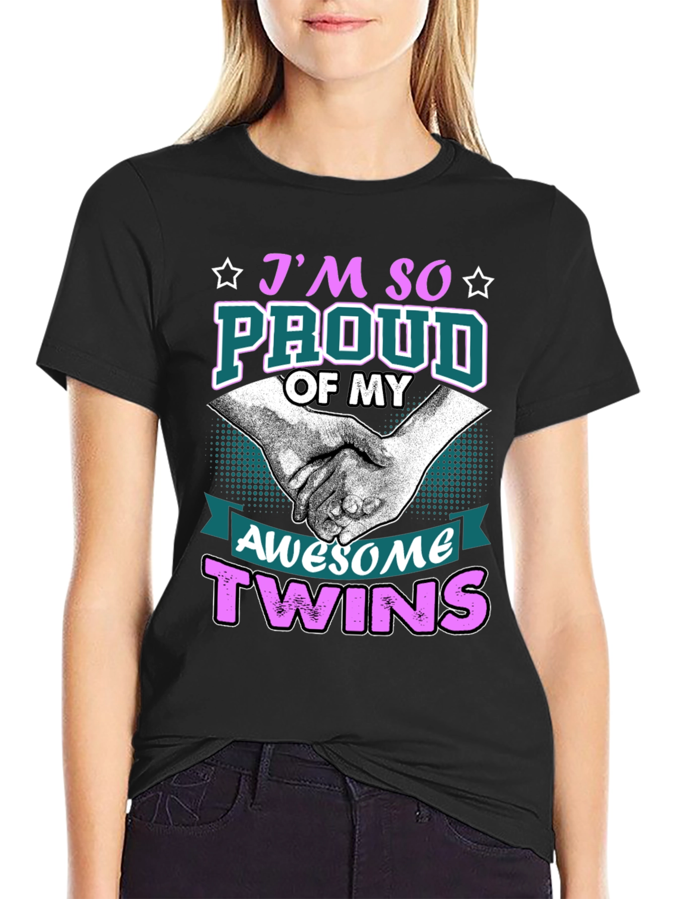 Black Proud Twins T-Shirt - Awesome Design! view 2