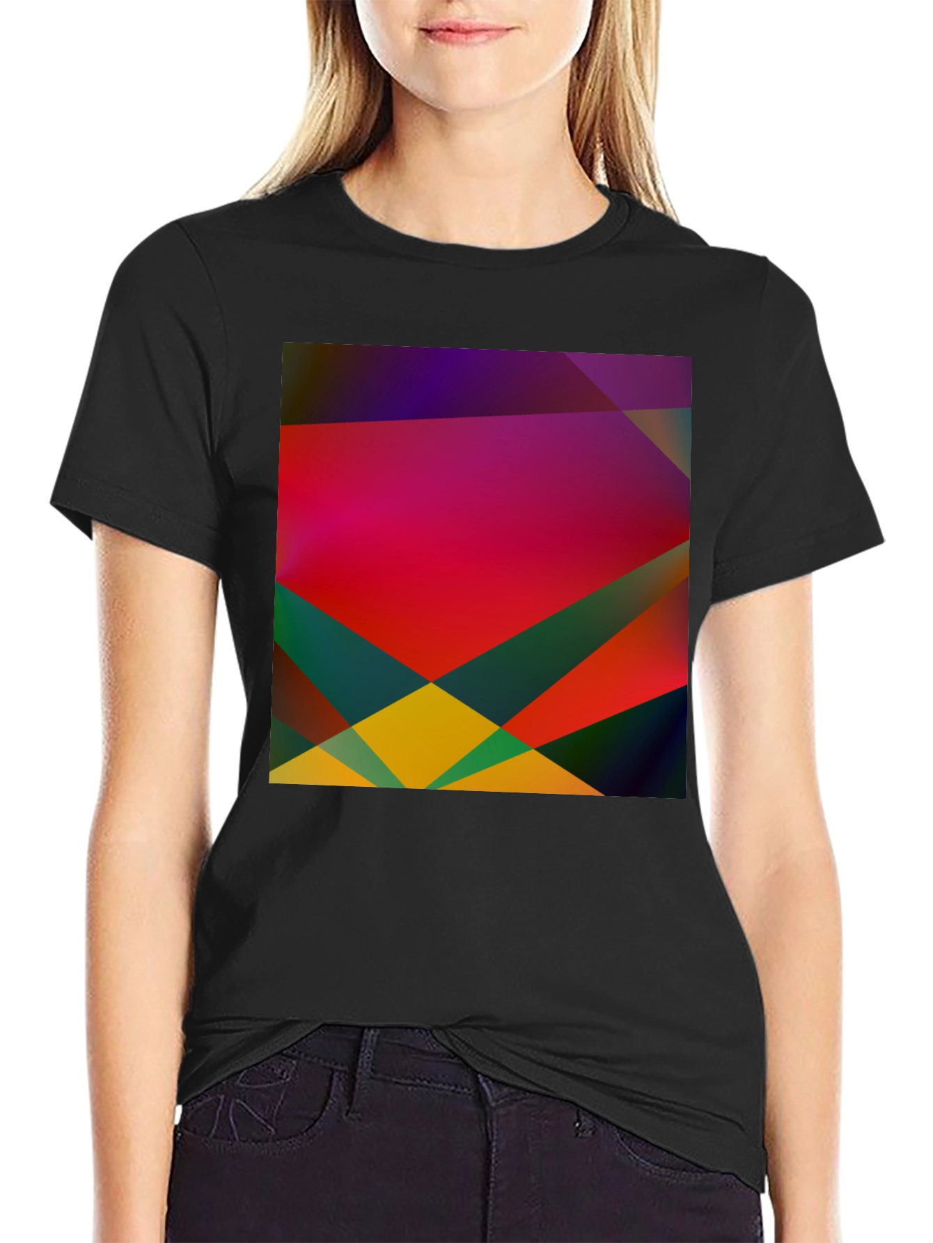 Black Geometric Abstract Art Black T-Shirt view 2