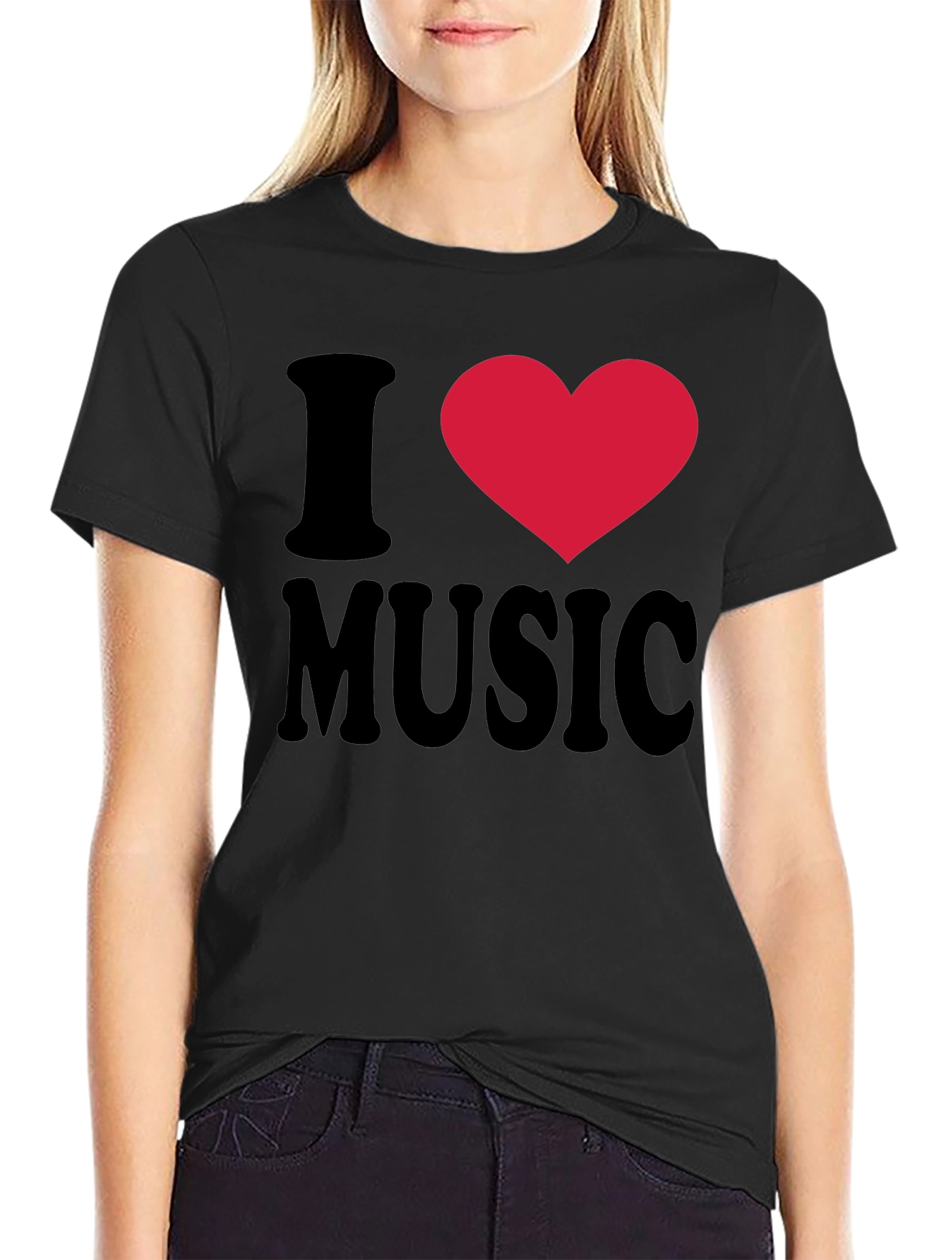 Black I Heart Music Black T-Shirt view 2