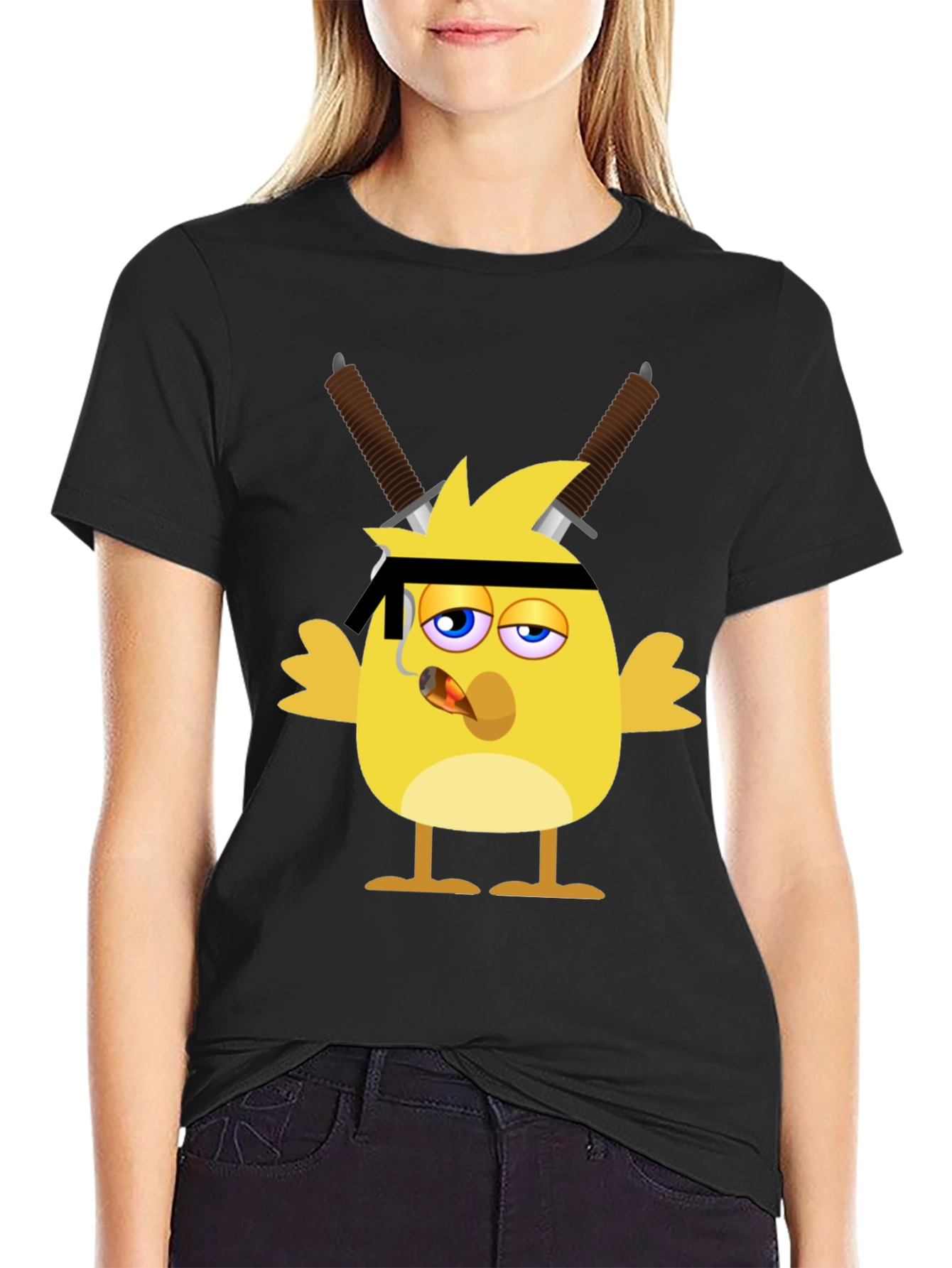 Black Ninja Chick Graphic T-Shirt - Black view 2