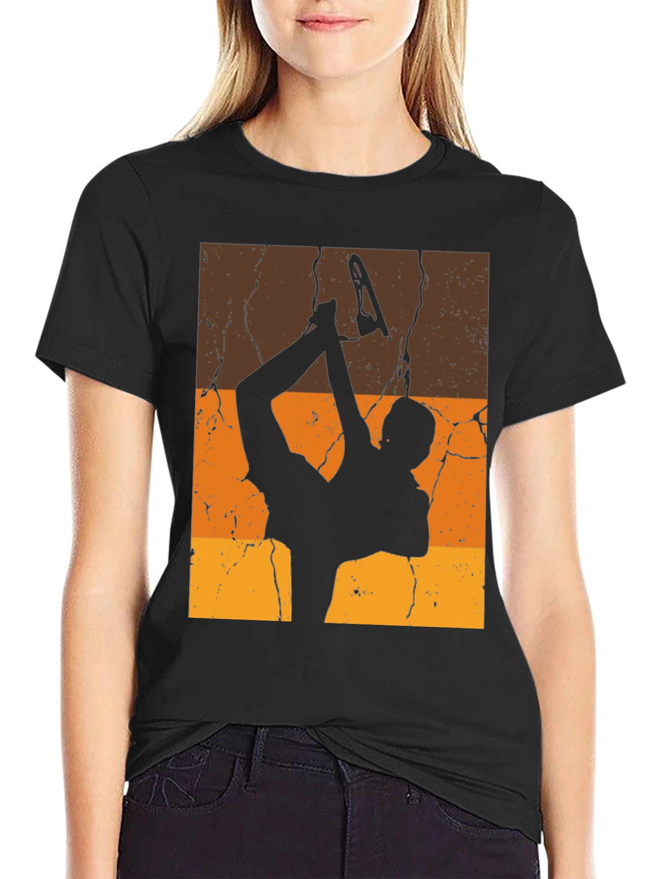 Black Retro Figure Skating T-Shirt view 2