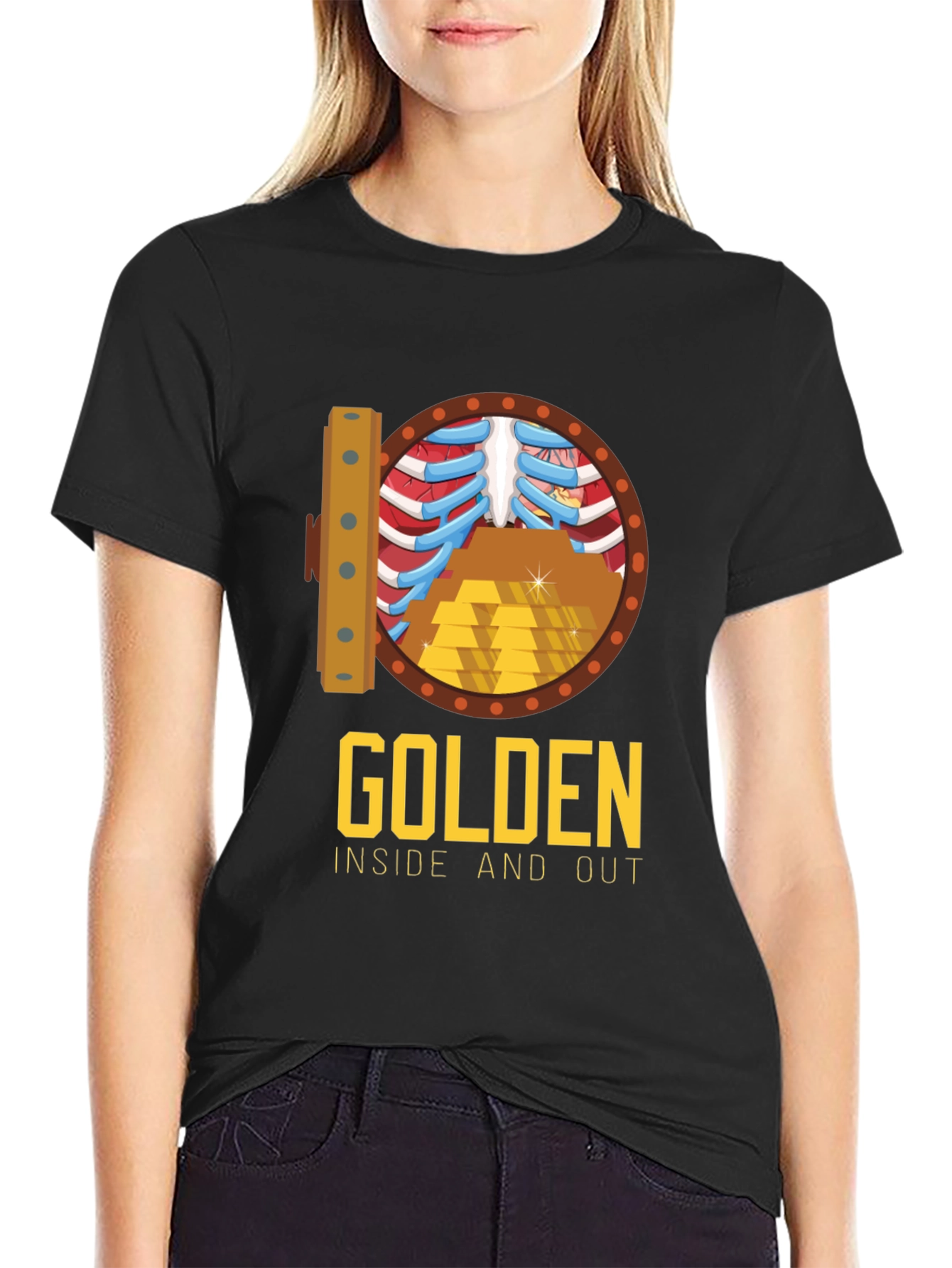 Black Golden Inside & Out Graphic Tee - Bold Style view 2