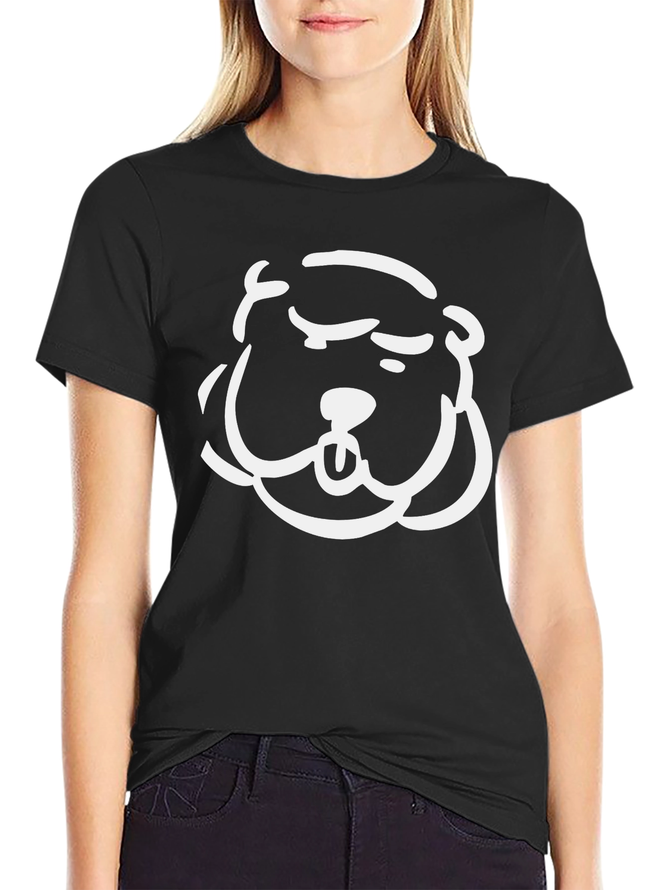 Black Cool Cartoon Beaver Black T-Shirt view 2