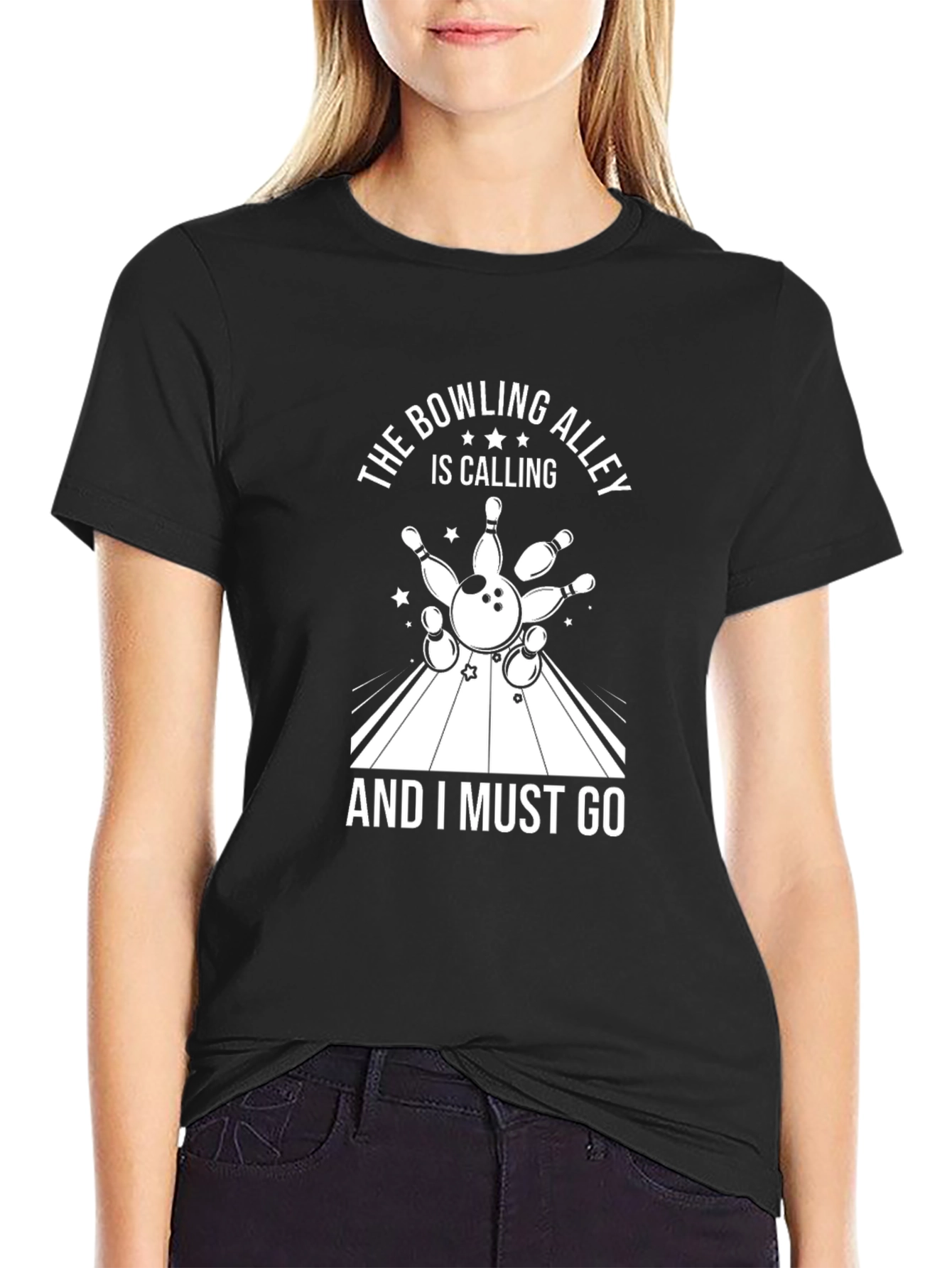 Black Bowling Alley Calling T-Shirt view 2