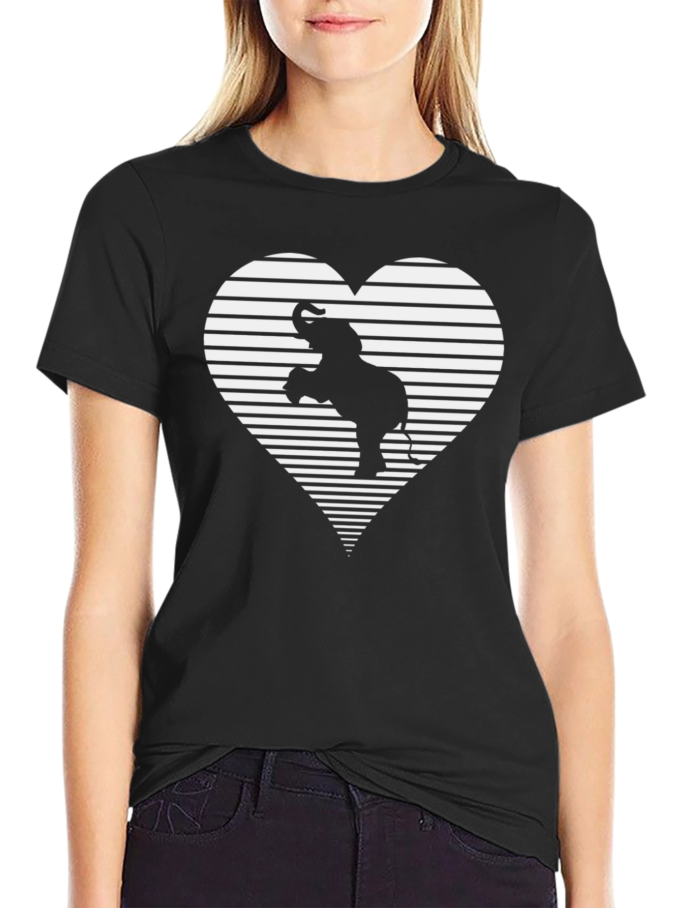 Black Elephant Heart Graphic T-Shirt - Black view 2