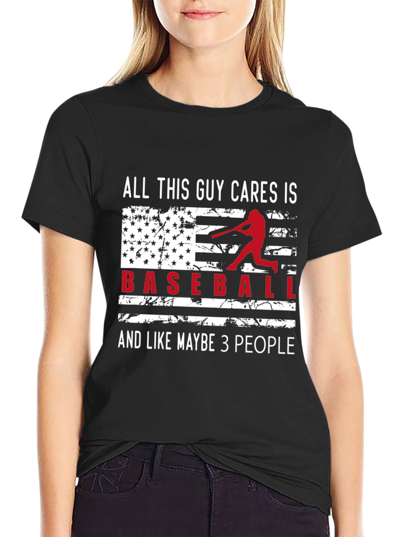 Black Baseball Fan T-Shirt view 2