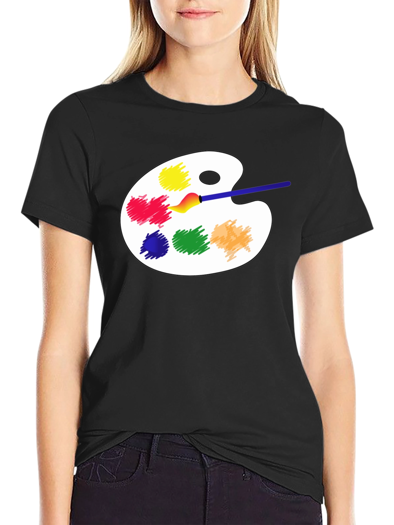 Black Art Palette T-Shirt - Painter's Essential view 2