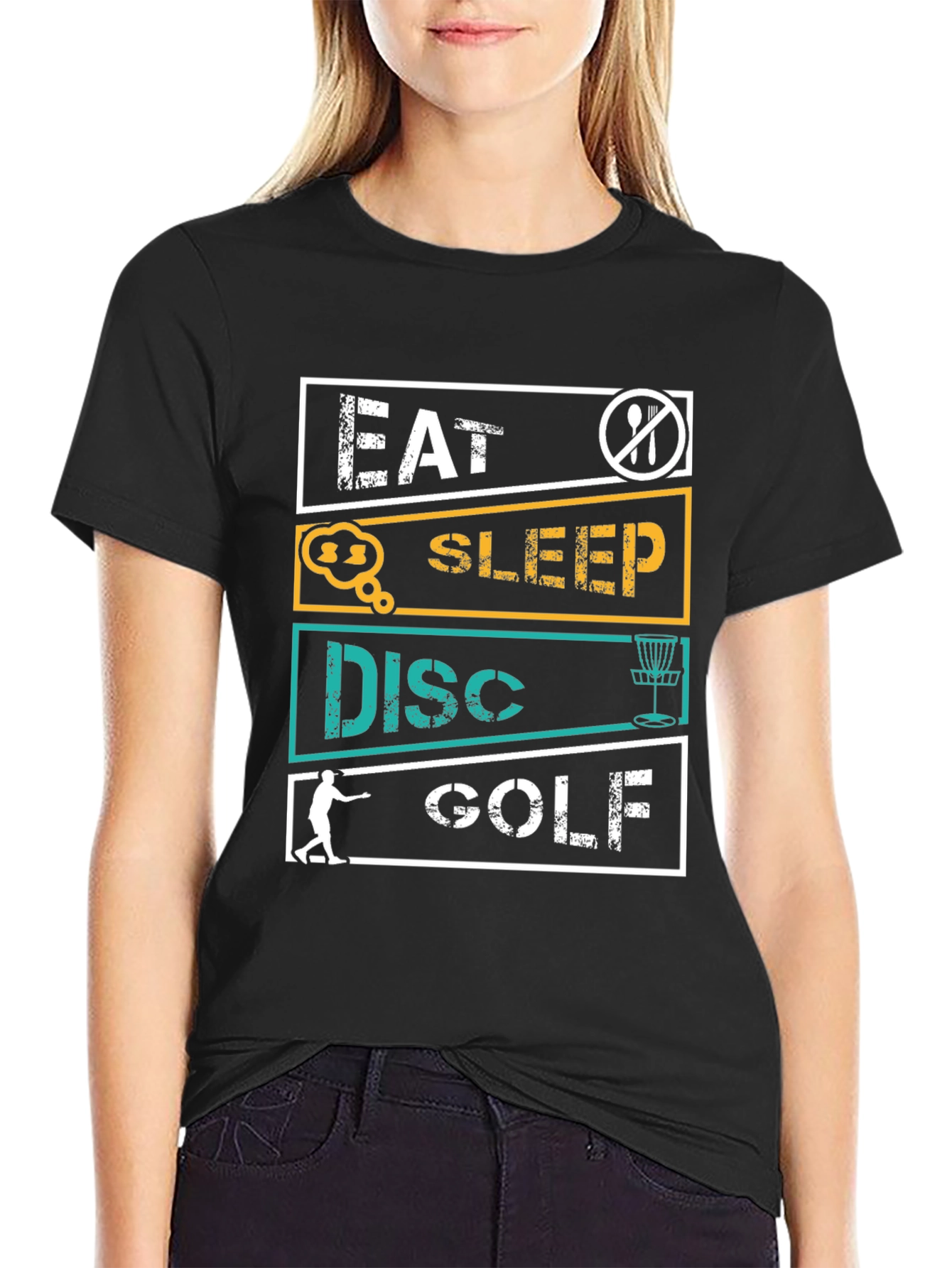 Black Eat Sleep Disc Golf T-Shirt view 2