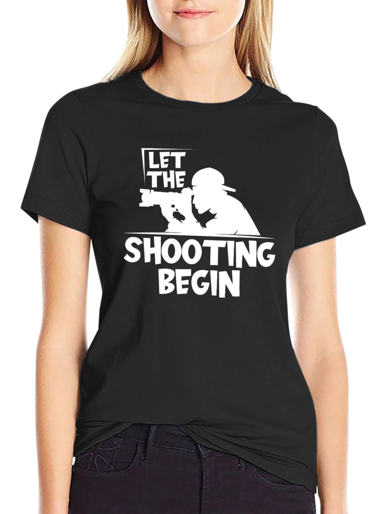 Black Let the Shooting Begin - Black T-Shirt view 2