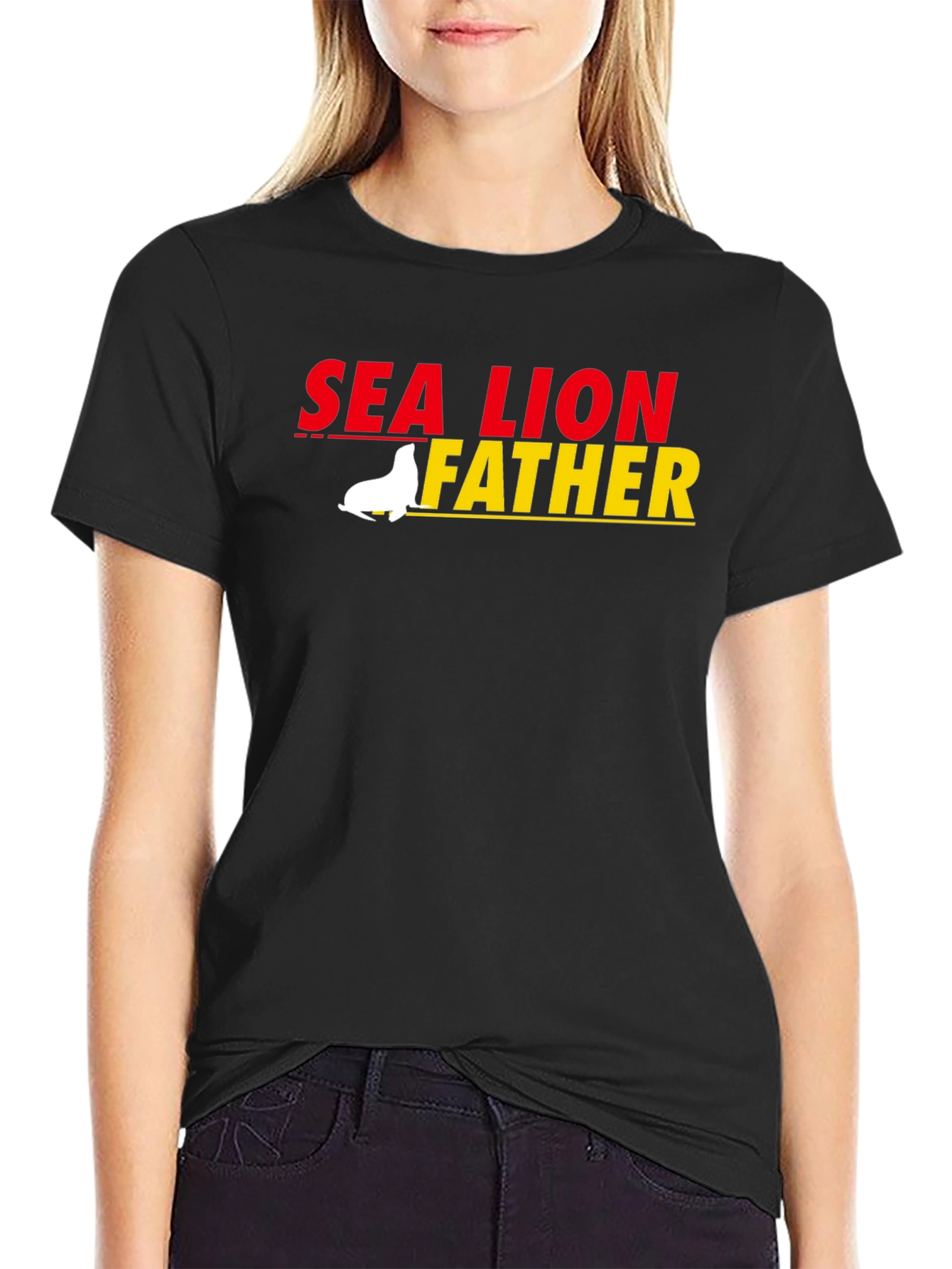 Black Sea Lion Father Graphic T-Shirt view 2
