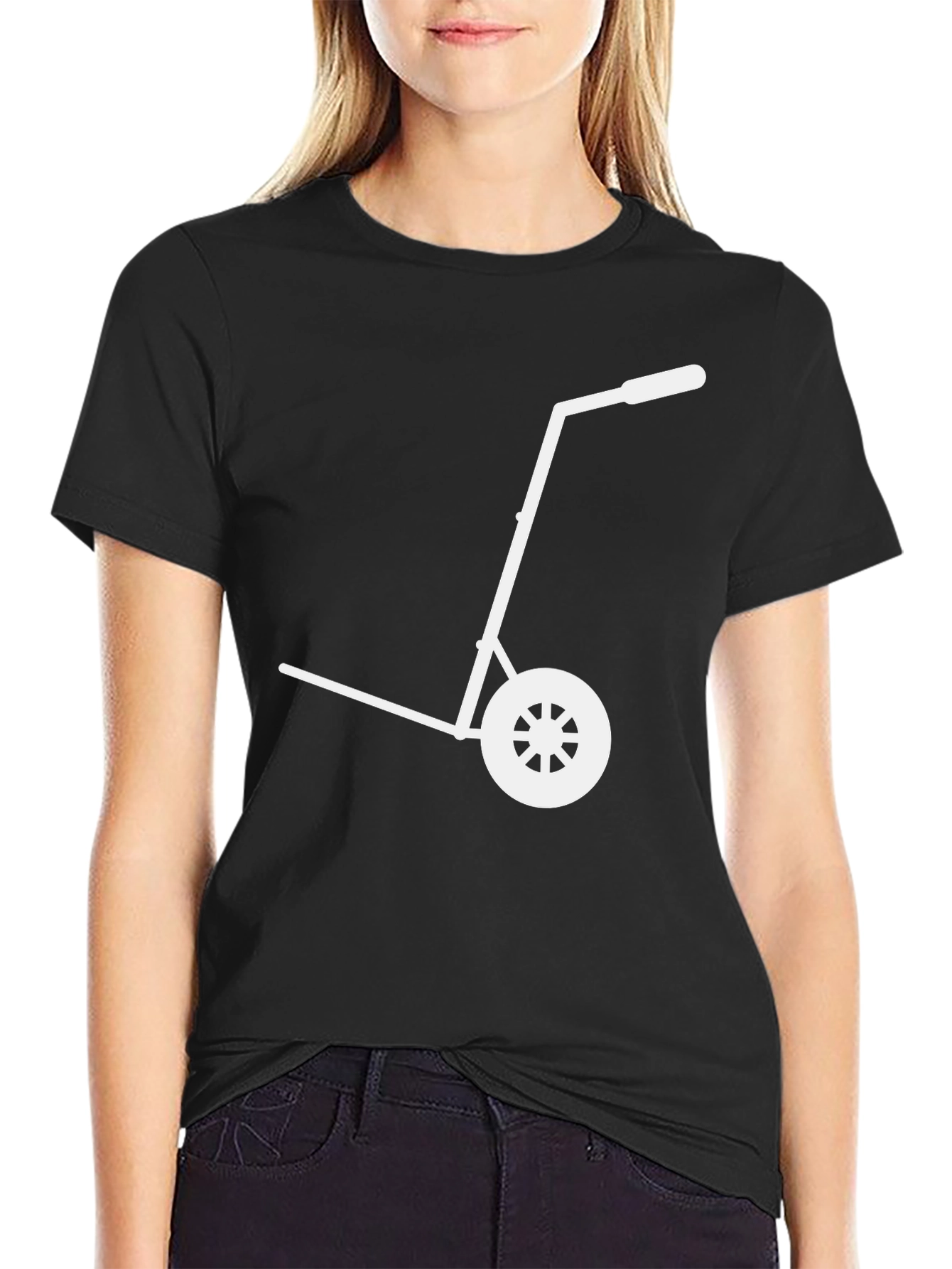 Black Hand Truck Graphic Tee - Black Cotton Blend T-Shirt view 2