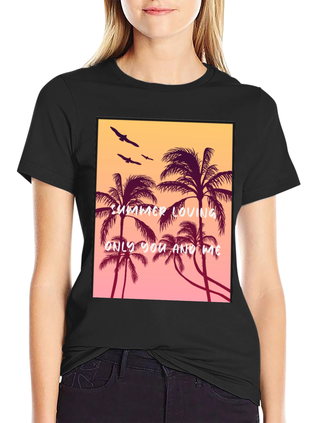 Black Summer Loving Palm Tree Graphic Tee view 2