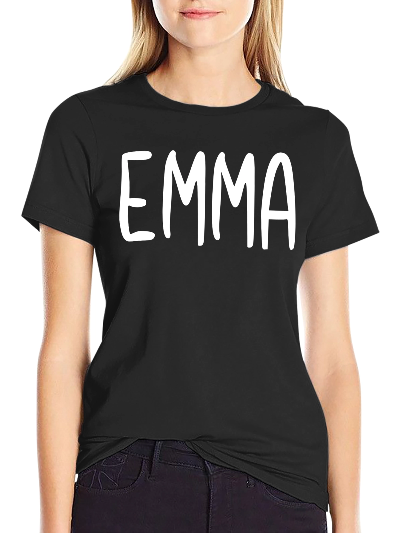 Black Personalized 'Emma' Black T-Shirt - Custom Name Tee view 2