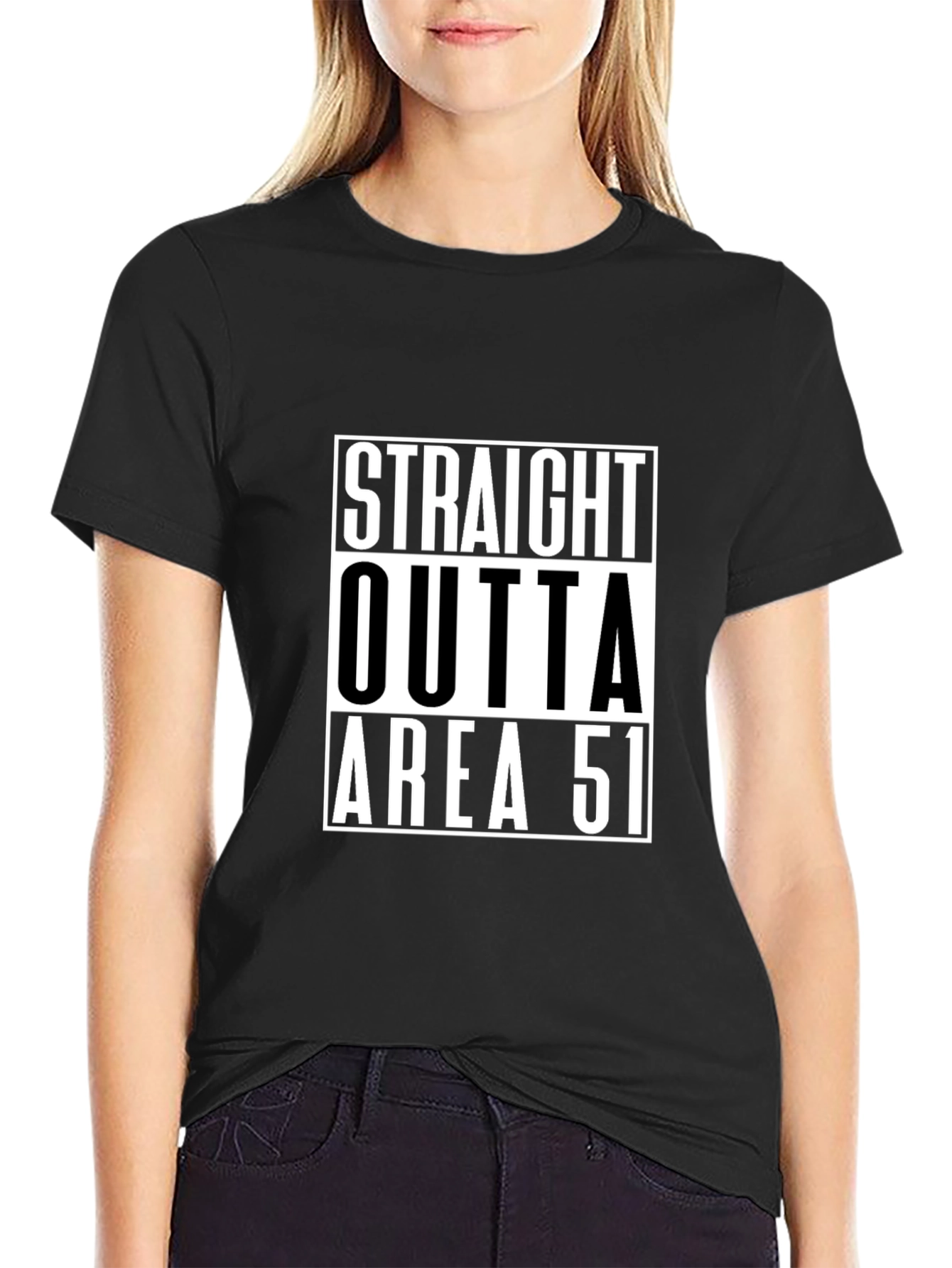Black Straight Outta Area 51 T-Shirt view 2