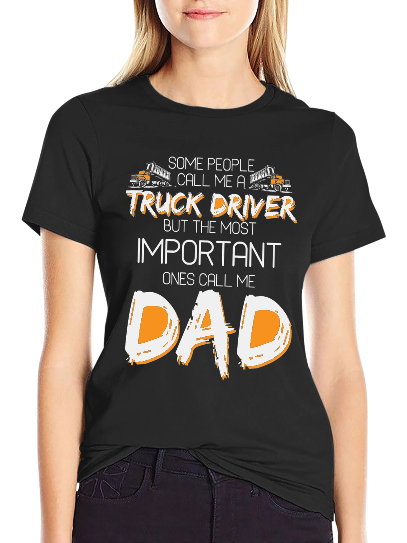 Black Truck Driver Dad T-Shirt - Gift for Father view 2