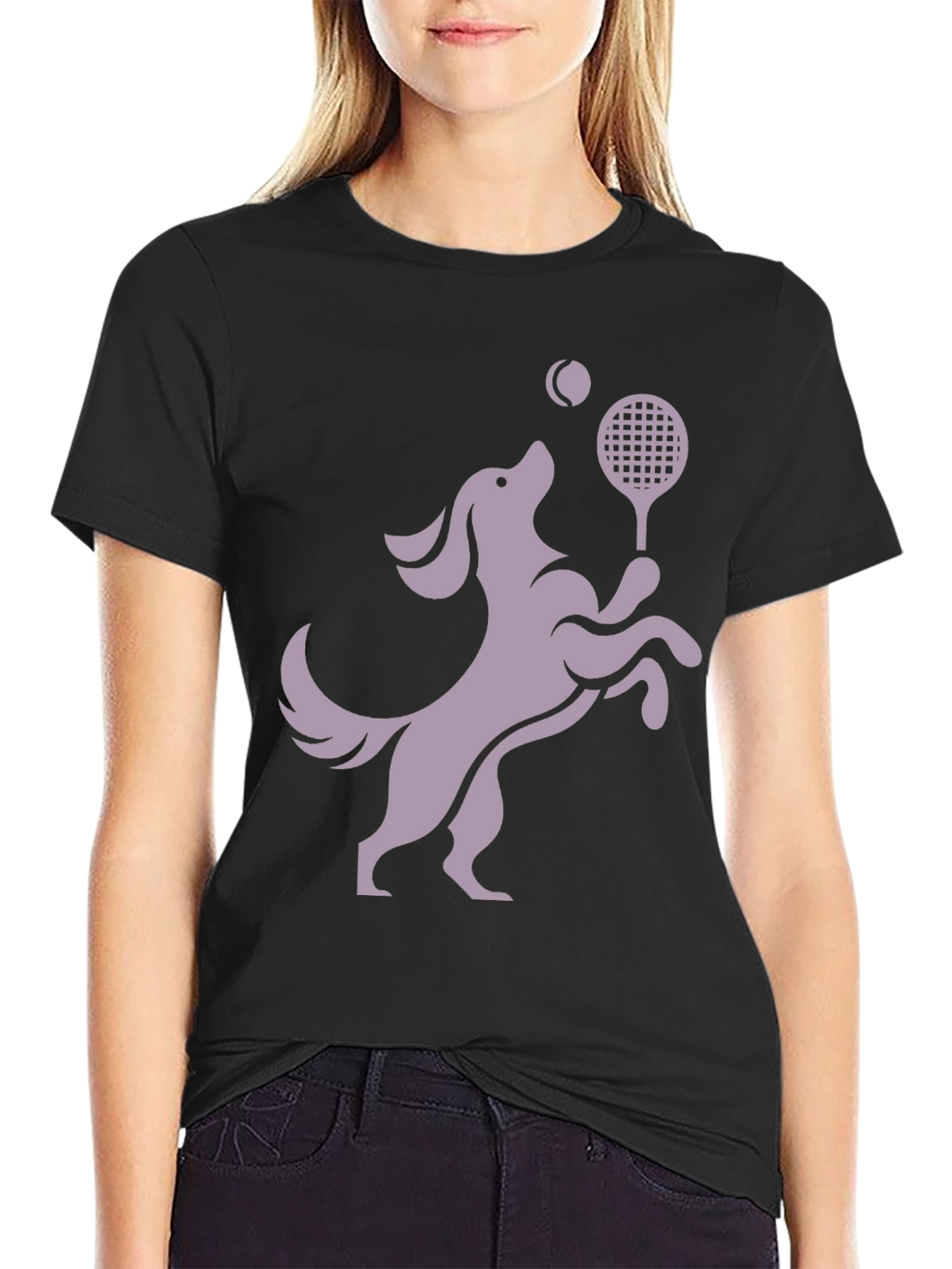 Black Dog Playing Tennis Black Graphic Tee view 2