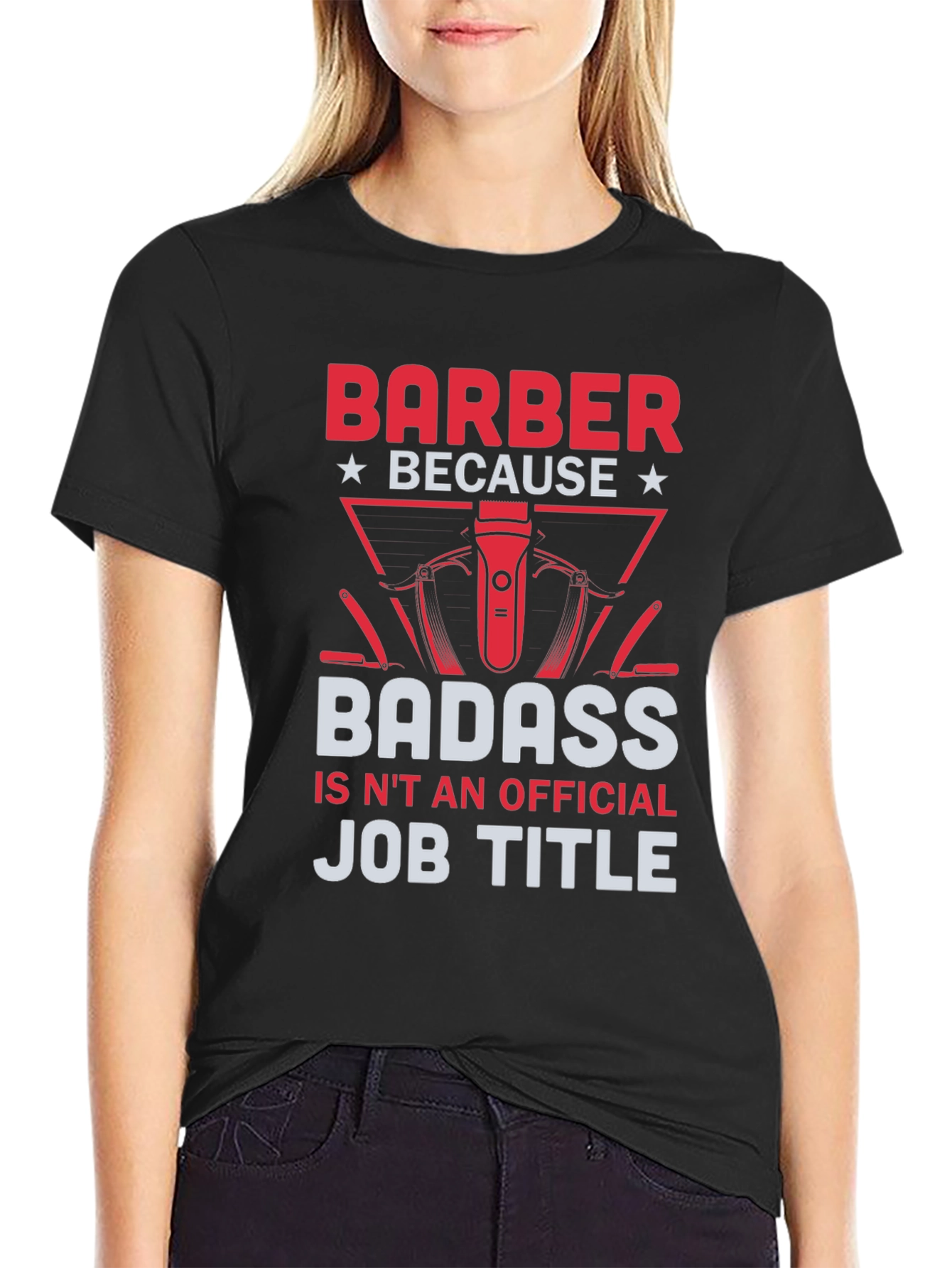 Black Barber Badass Graphic T-Shirt - Funny Barber Gift view 2