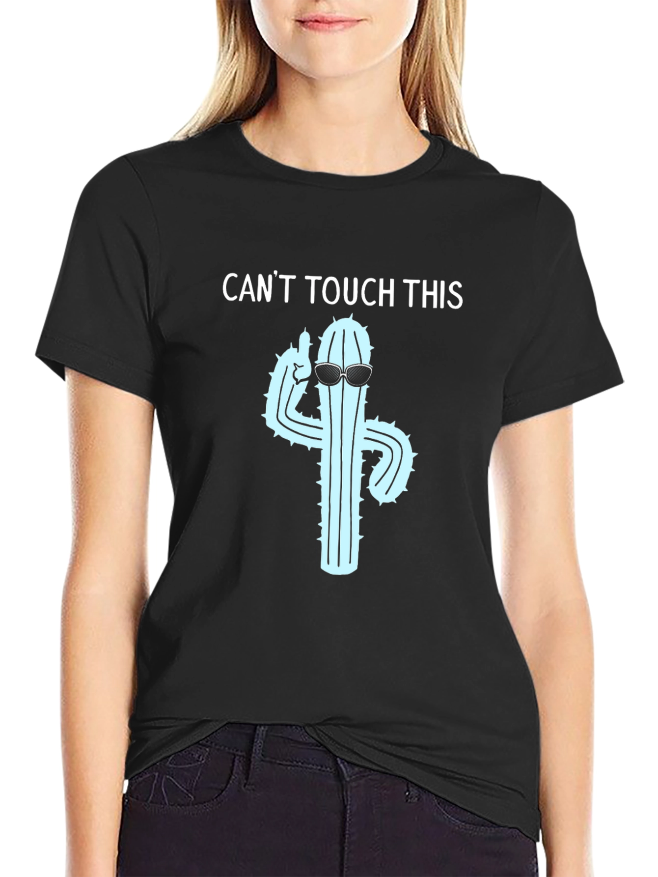 Black Cactus T-Shirt: Can't Touch This Funny Tee view 2