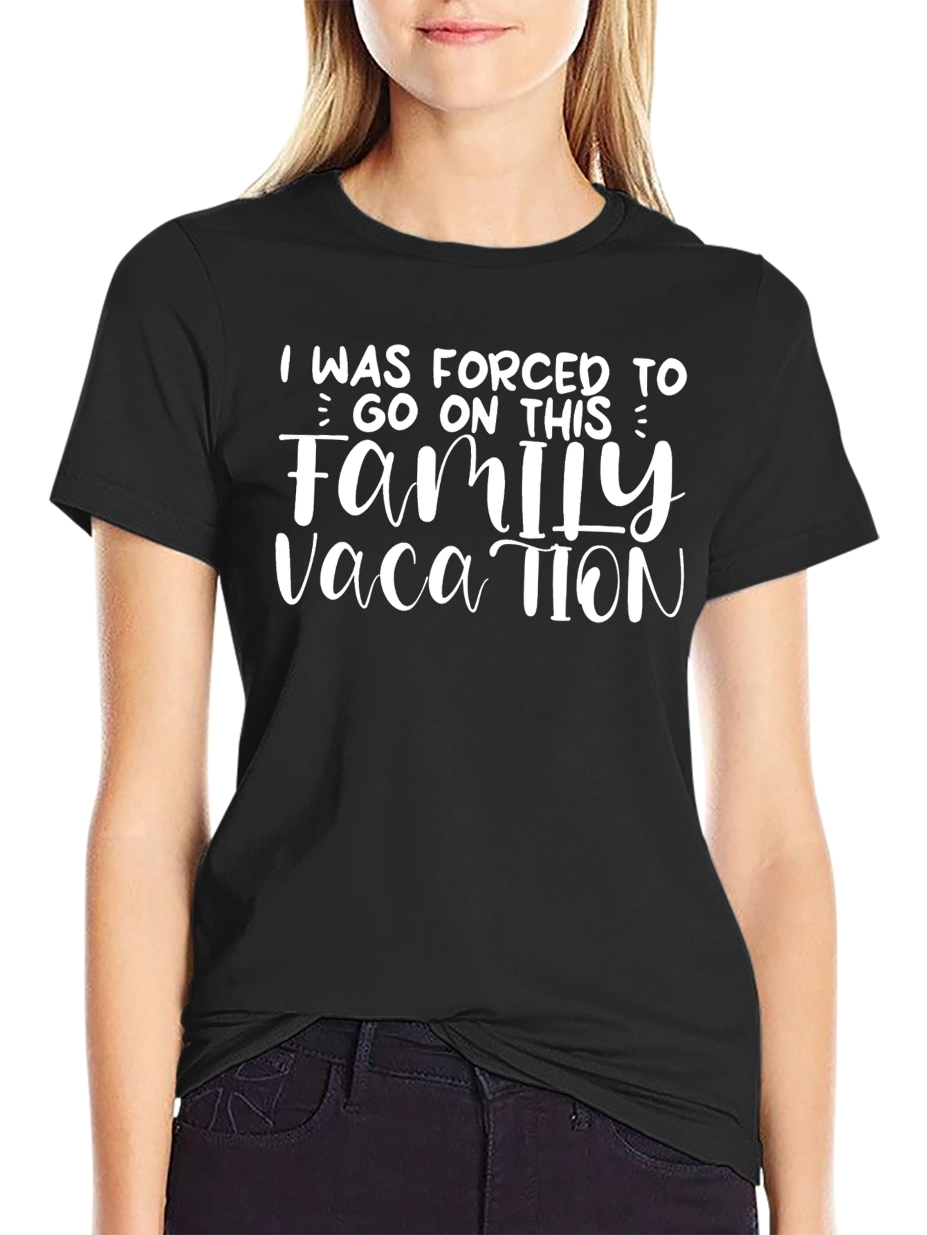 Black Forced Family Vacation Tee - Funny Men's T-Shirt view 2