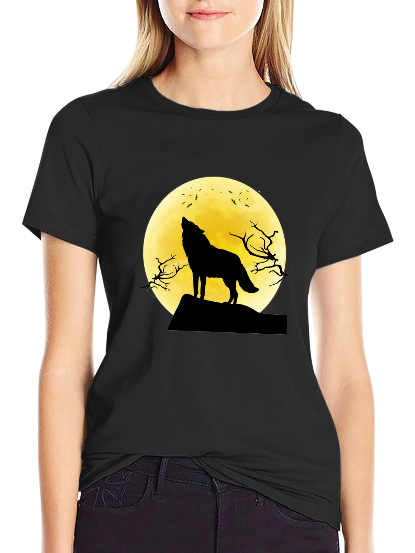 Black Wolf Moon Graphic Tee - Black T-Shirt view 2