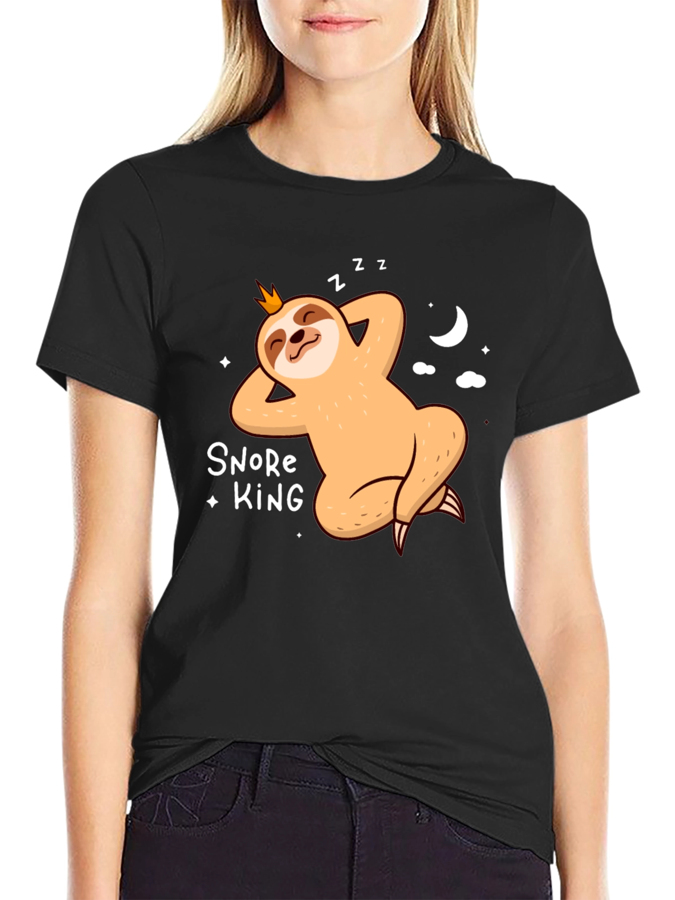 Black Snore King Sloth T-Shirt view 2