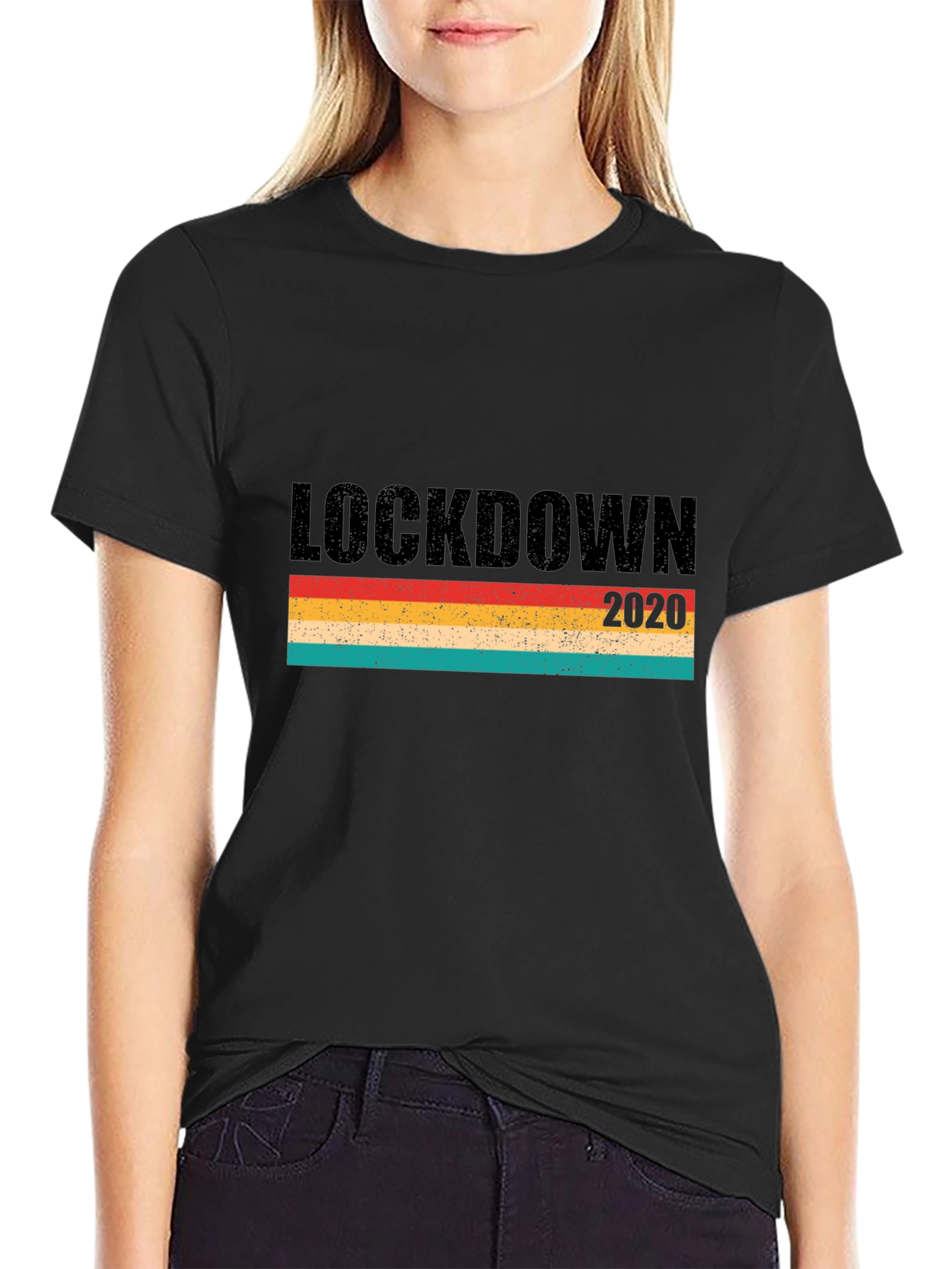 Black Lockdown 2020 Retro T-Shirt view 2