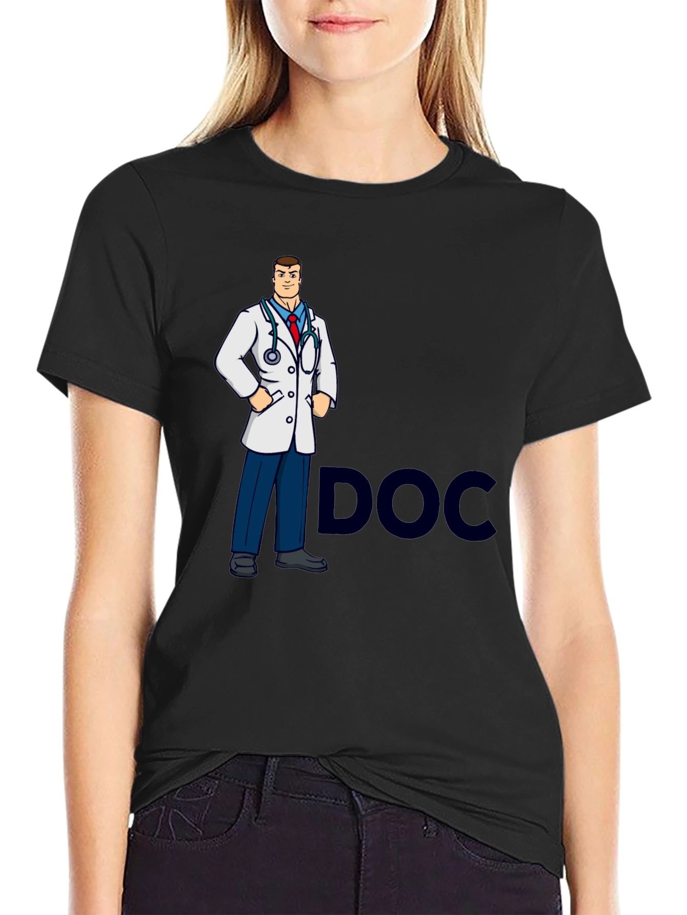 Black Doctor Cartoon Graphic T-Shirt view 2