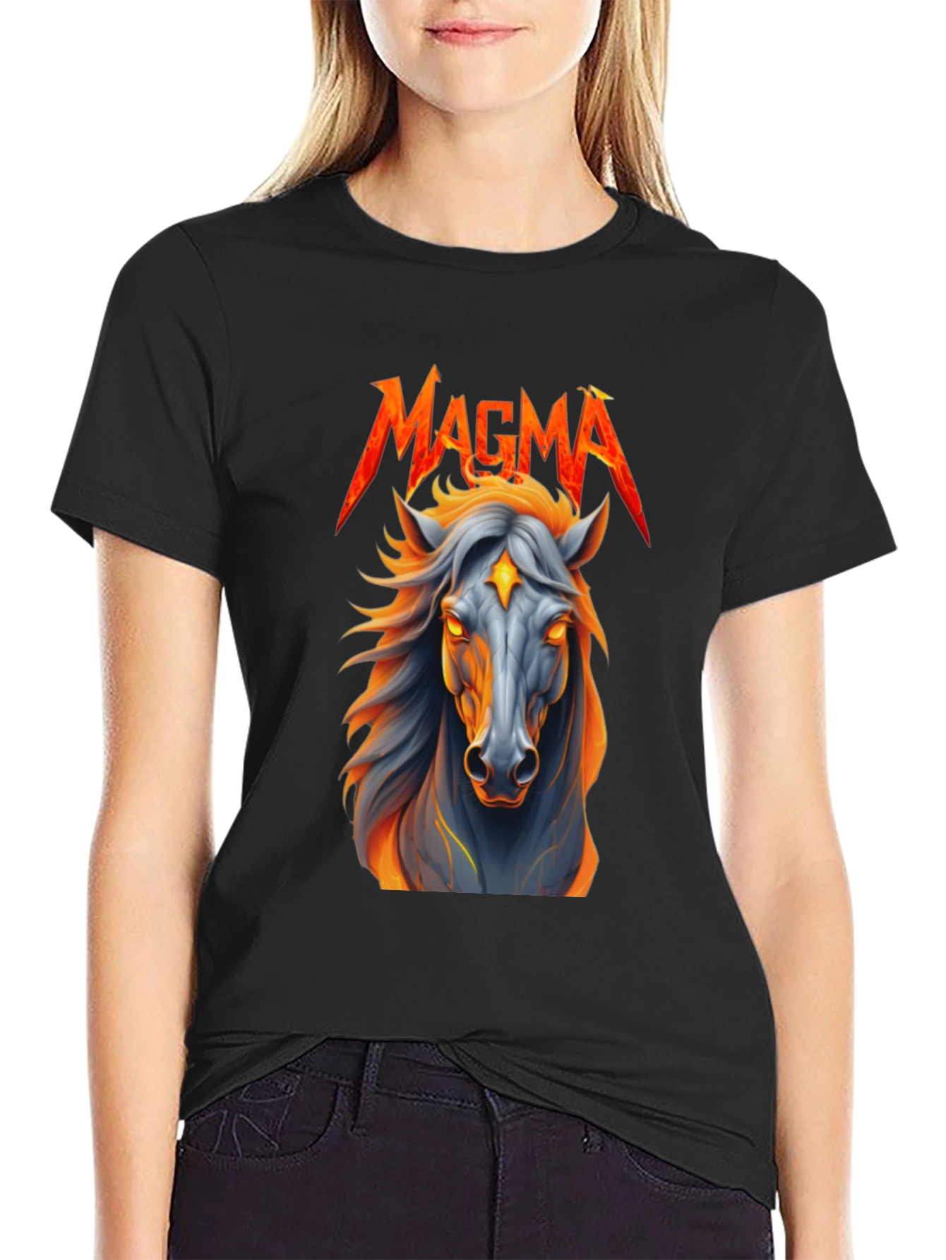 Black Magma Horse Graphic T-Shirt view 2