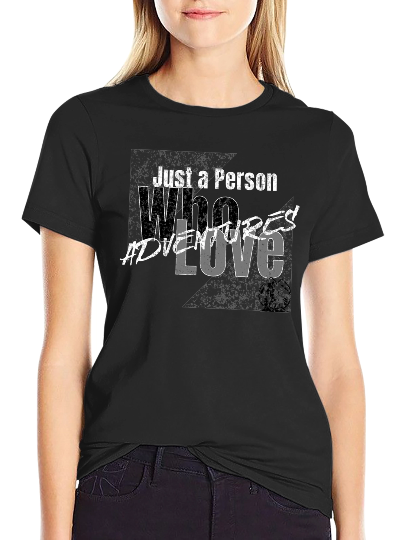 Black Adventure Lover T-Shirt - Just a Person Who Loves Adventures view 2