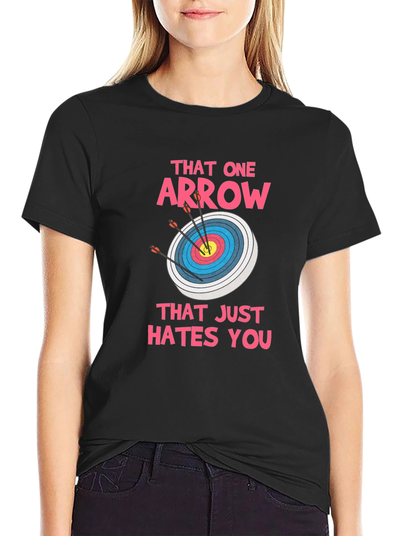Black Archery Target T-Shirt - Funny Arrow Design view 2