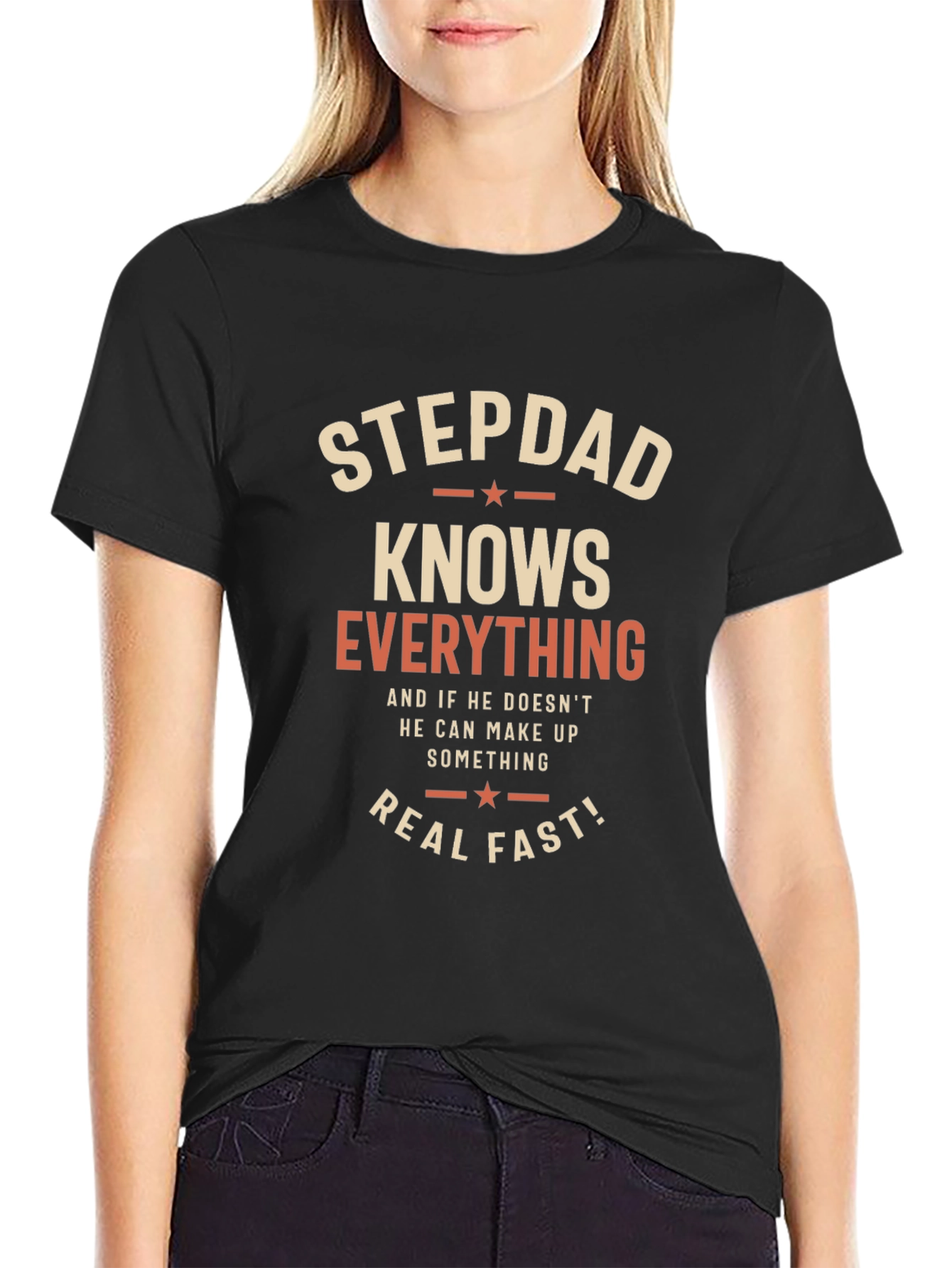 Black Stepdad Knows Everything Graphic Tee view 2