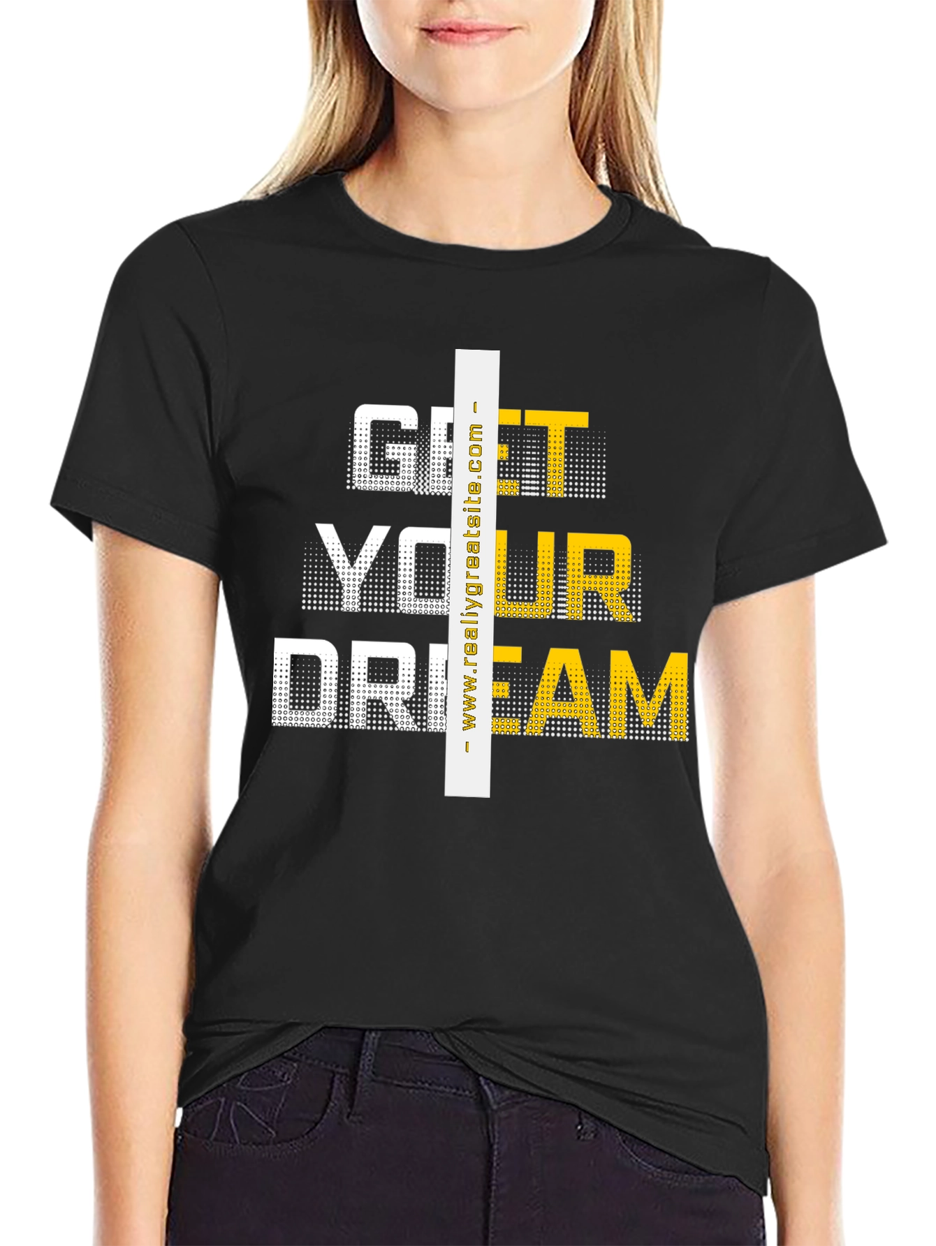 Black Get Your Dream Graphic Tee - Black Casual T-Shirt view 2