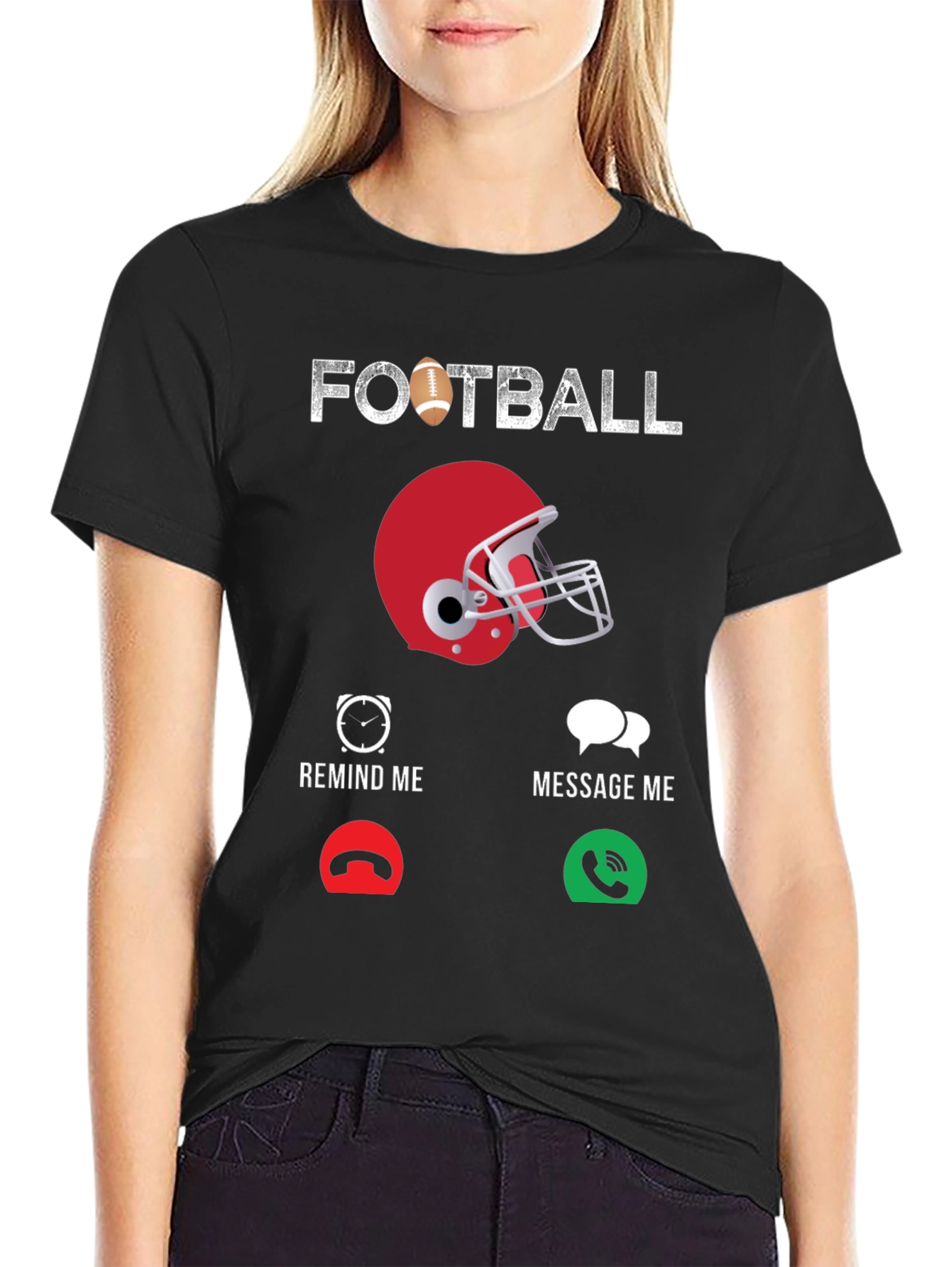Black Football Calling T-Shirt view 2