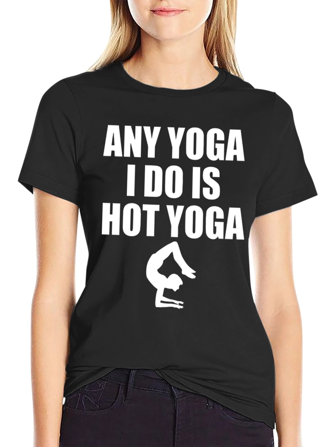Black Hot Yoga T-Shirt - Funny Yoga Tee view 2