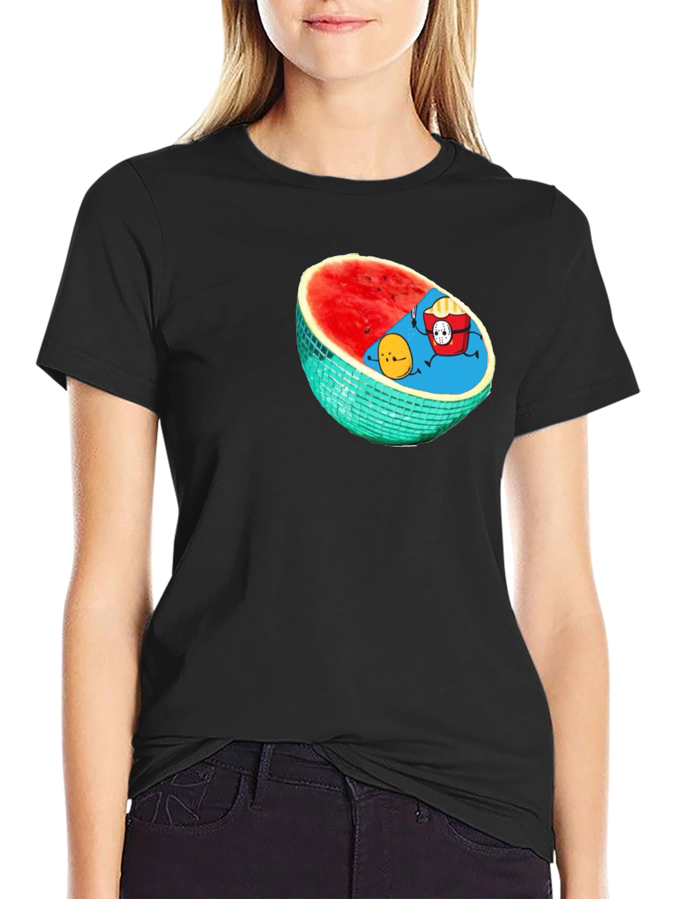 Black Fun Watermelon T-Shirt view 2