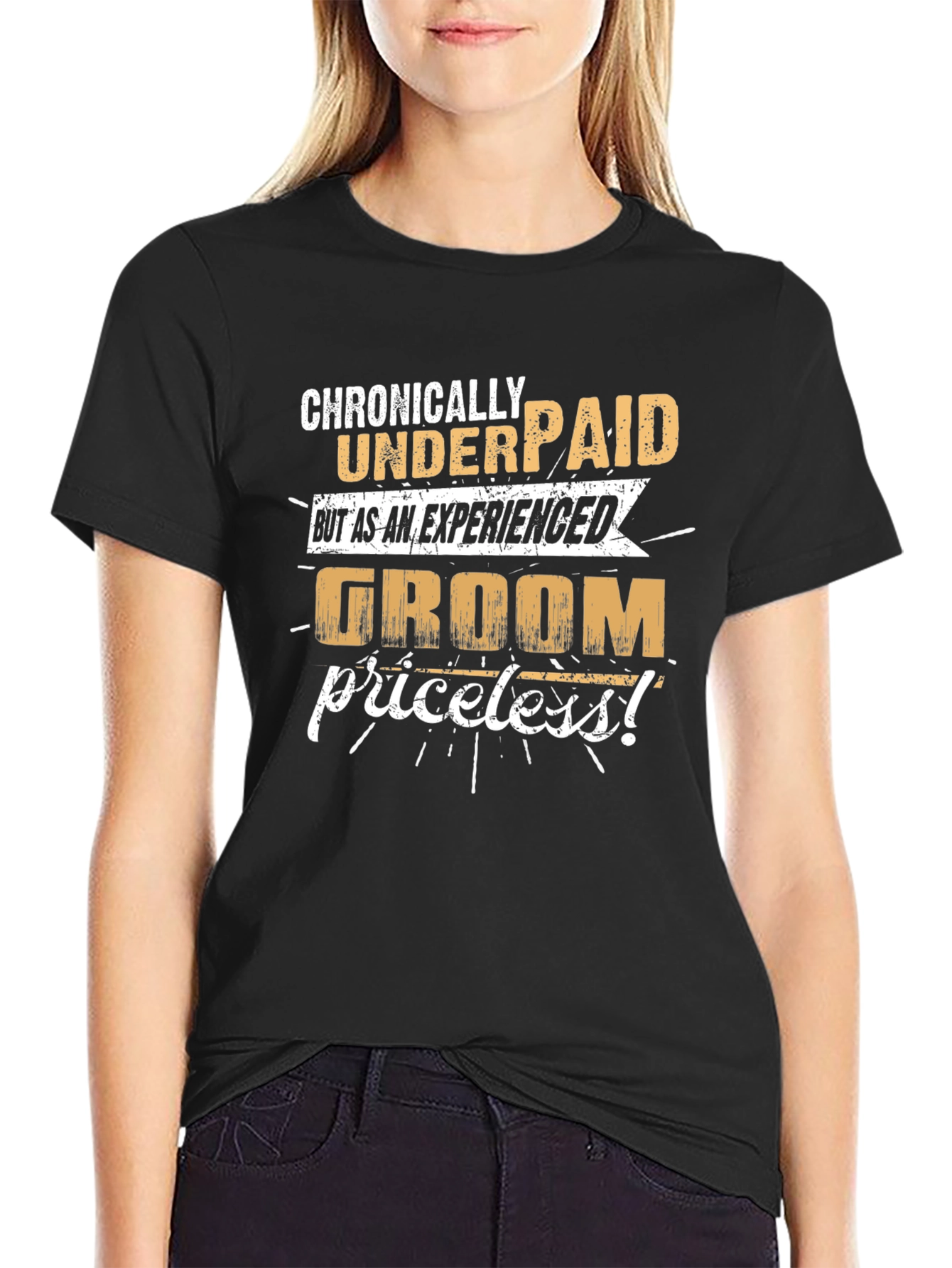 Black Chronically Underpaid Groom T-Shirt view 2