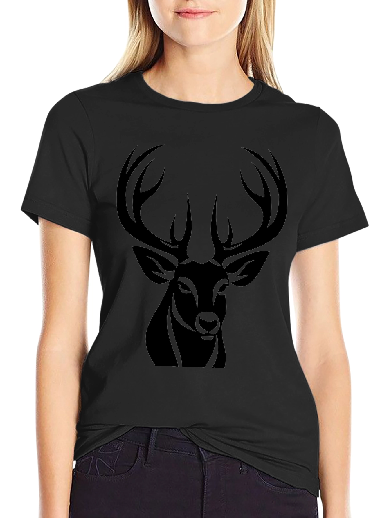 Black Black Deer Graphic Tee - Men's Casual Fashion view 2